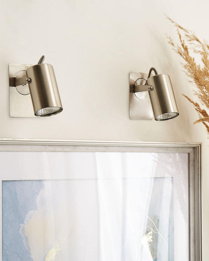  Set Of 2 Spotlight Lamps KLIP Adjustable Metal Silver