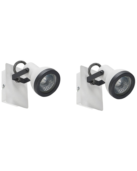  Set Of 2 Spotlight Lamps BARO Adjustable Metal White