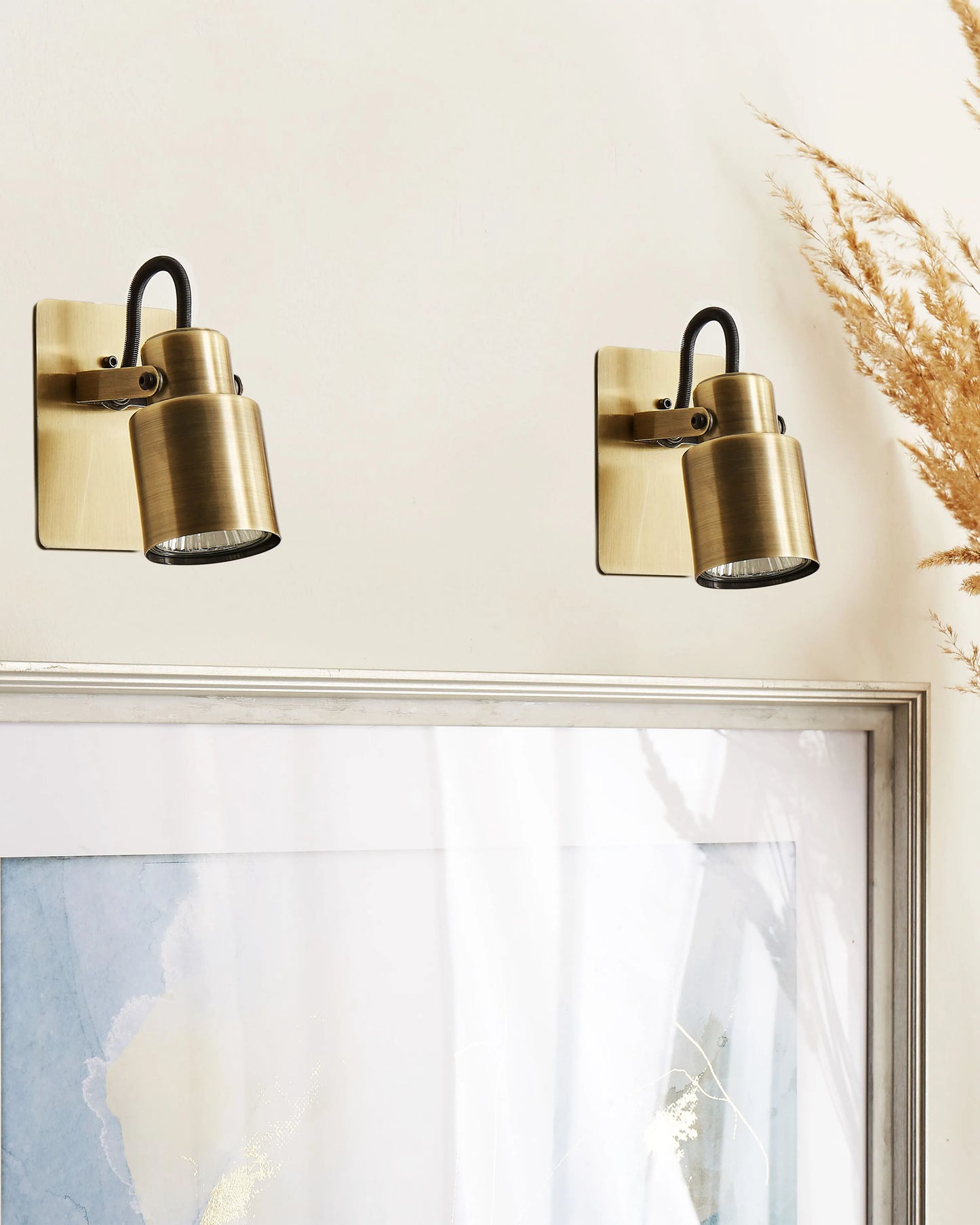  Set Of 2 Spotlight Lamps BONTE Adjustable Metal Brass