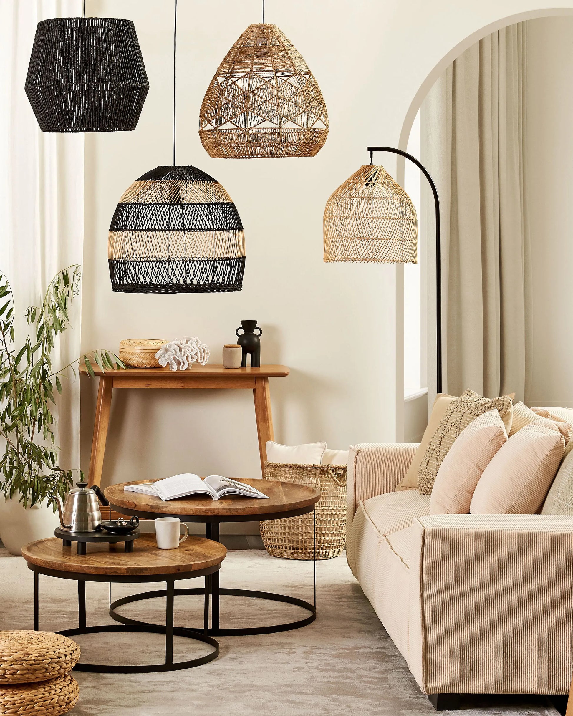 Floor Lamp BERNICA Rattan Natural