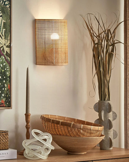  Wall Lamp DEMITRIE Rattan Natural