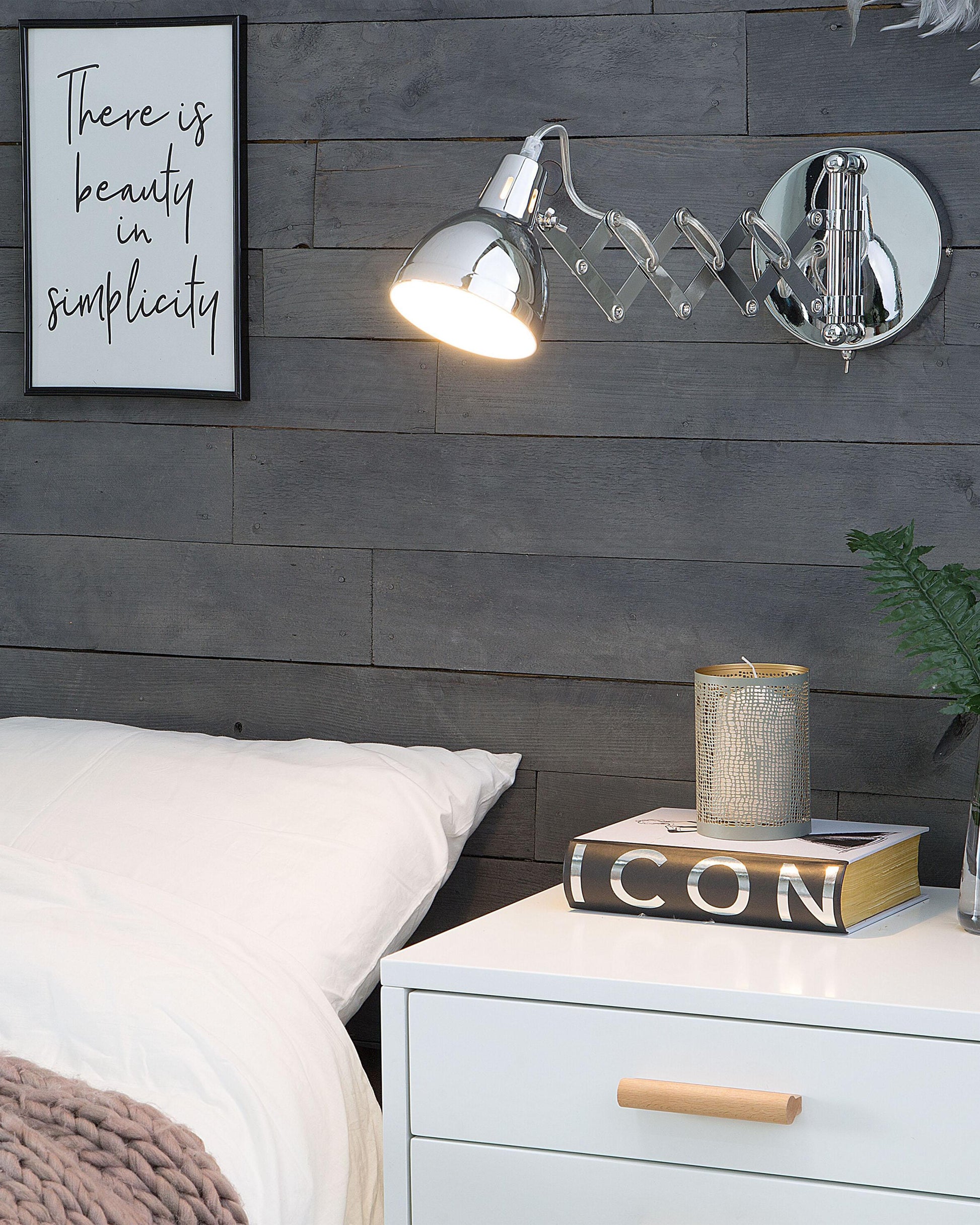  Set Of 2 Wall Lamps HARRINGTON Adjustable Metal Silver