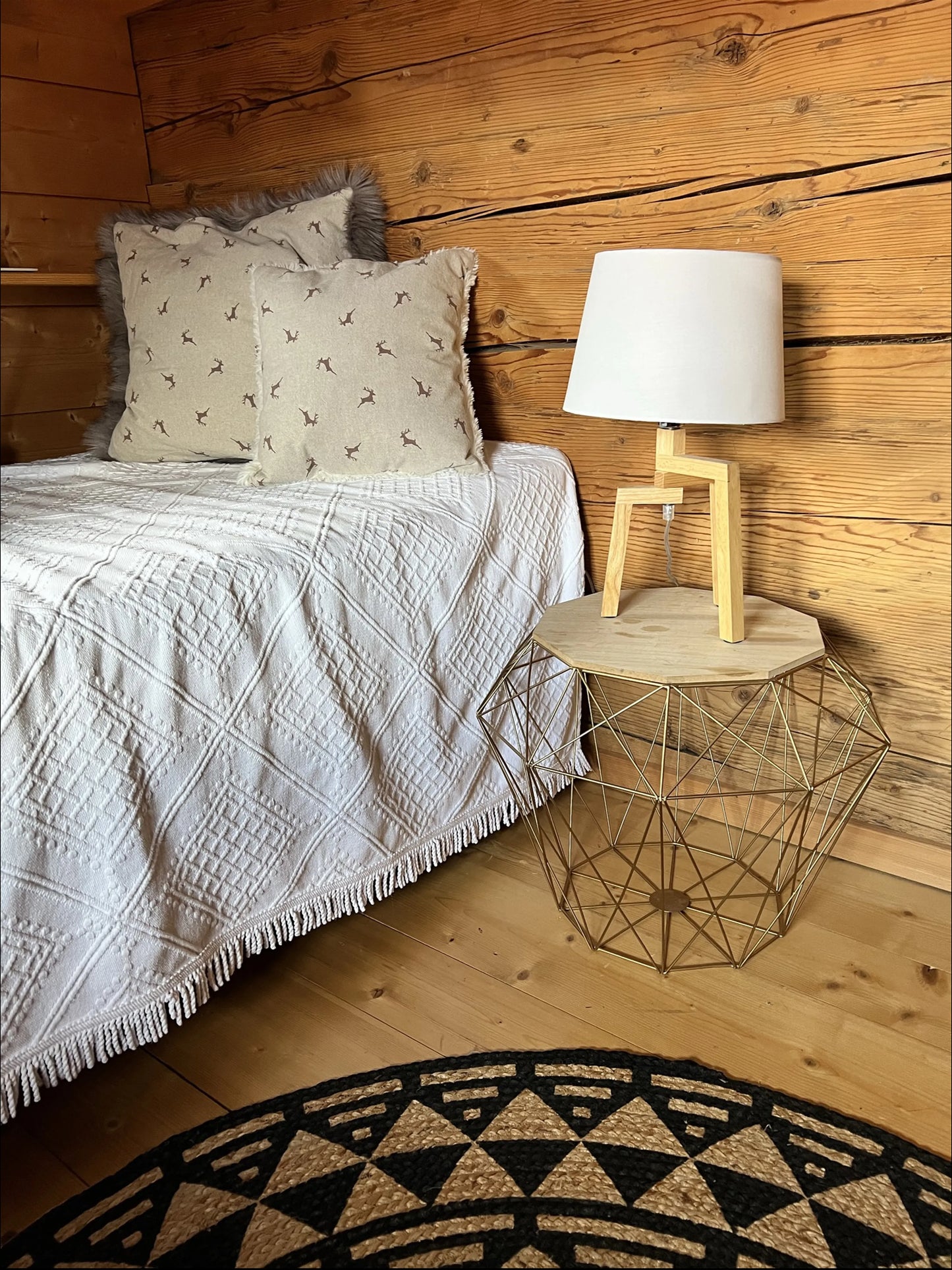  Table Lamp NALON Oak Wood Brown/ White