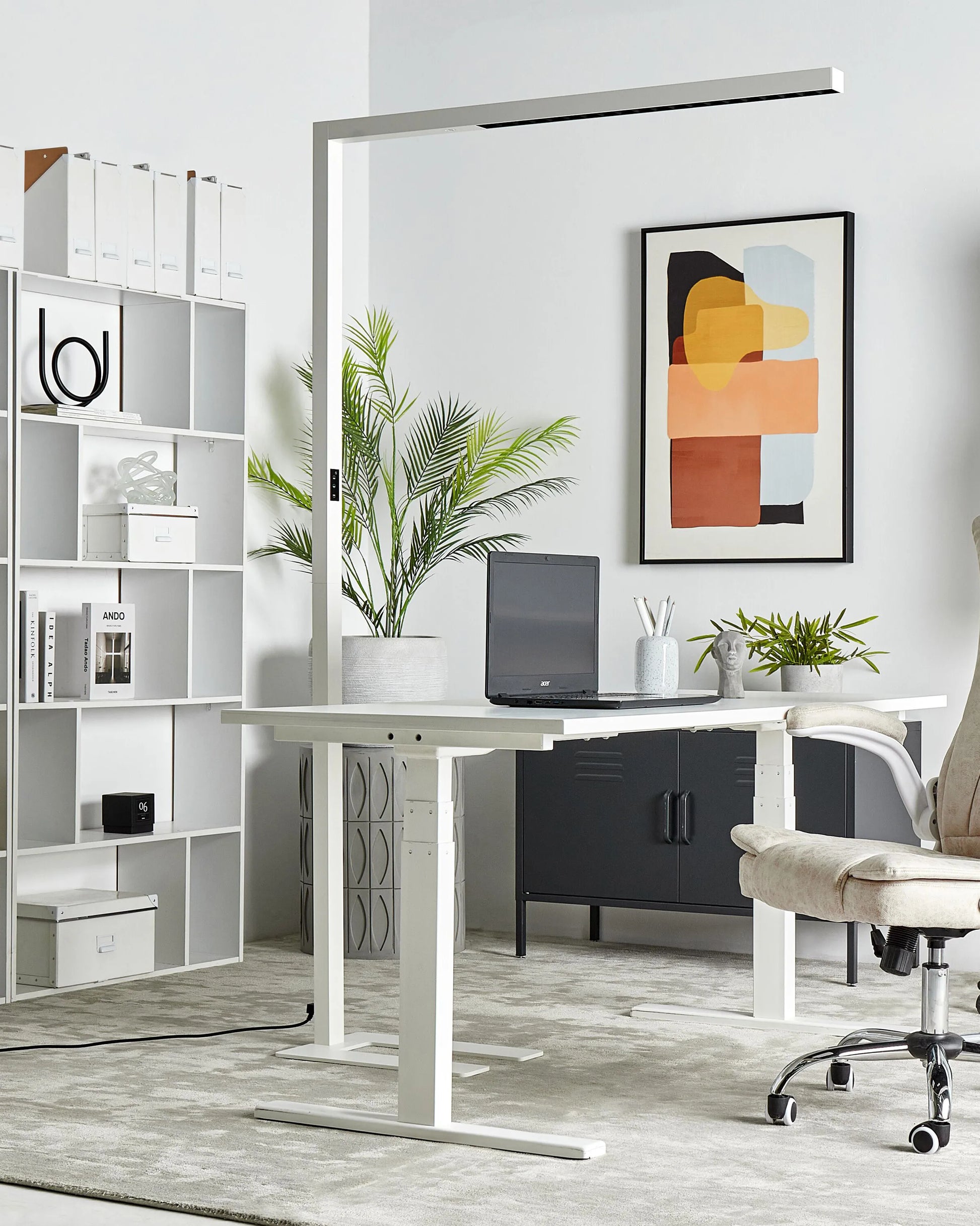  LED Floor Lamp MENSA With Motion Sensor Metal White