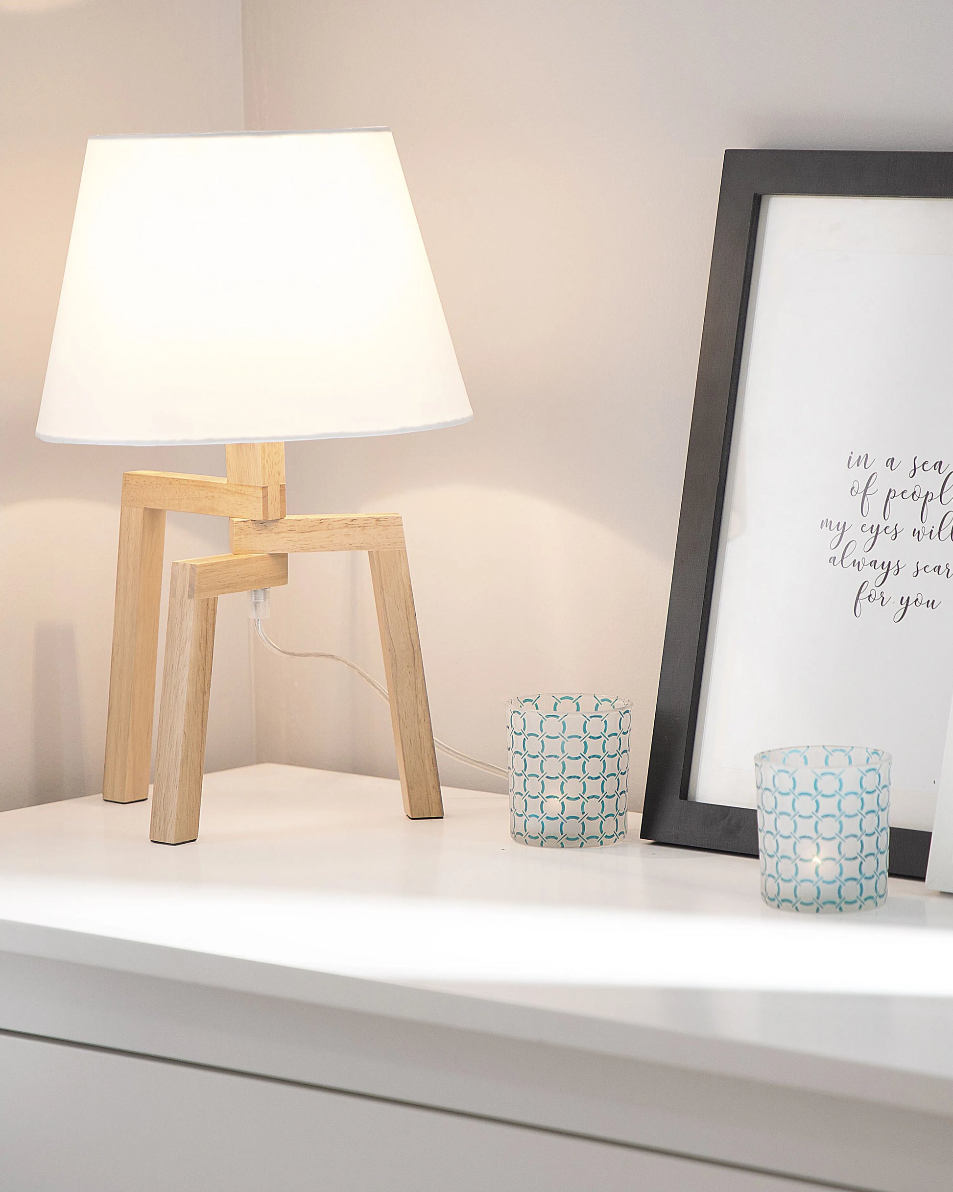  Table Lamp NALON Oak Wood Brown/ White