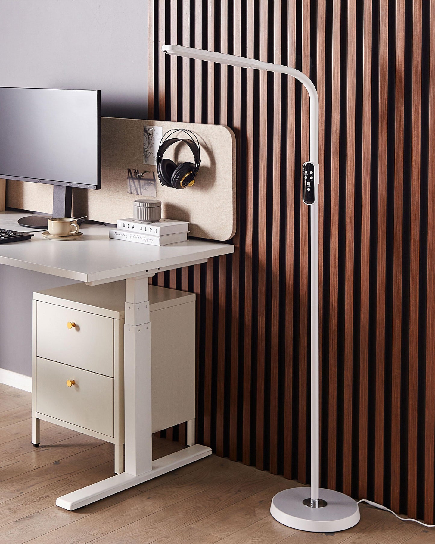  LED Floor Lamp ARIES With Dimmer Metal White