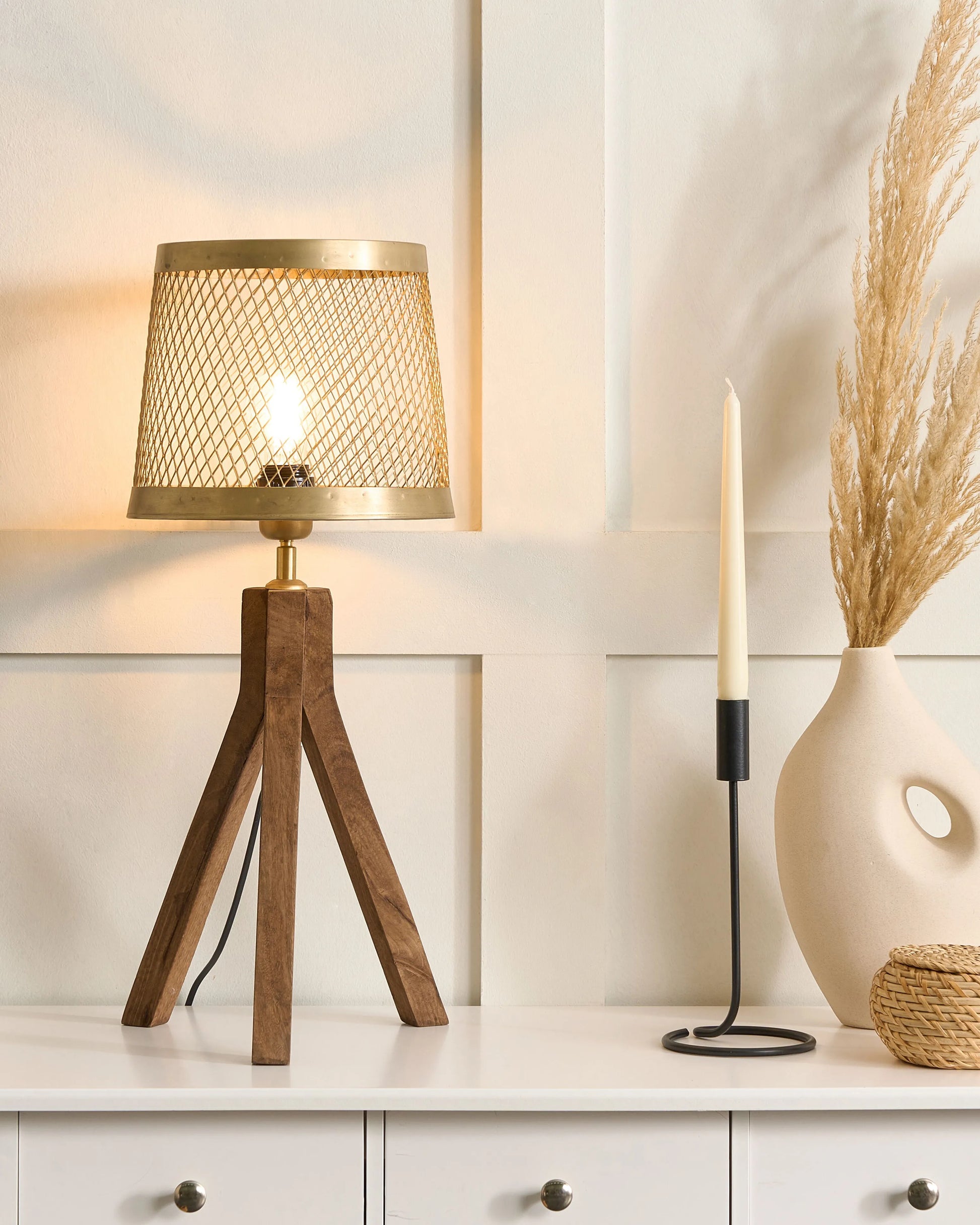  Table Lamp BEKI Mango Wood Brown