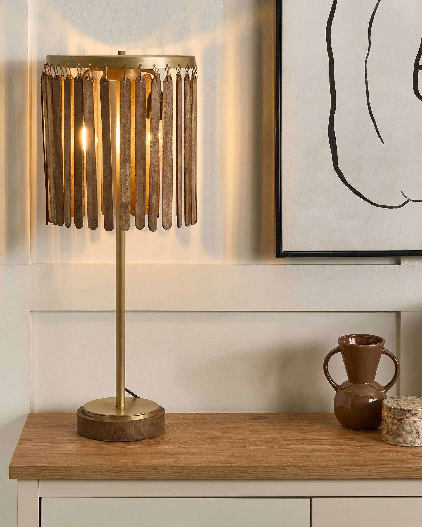 Table Lamp KAVERI Mango Wood Brown