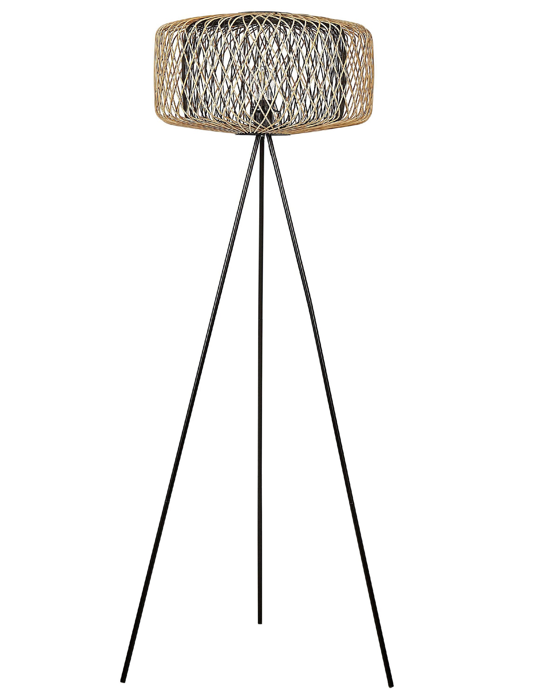  Floor Lamp JAVARI Bamboo Wood Brown/ Black