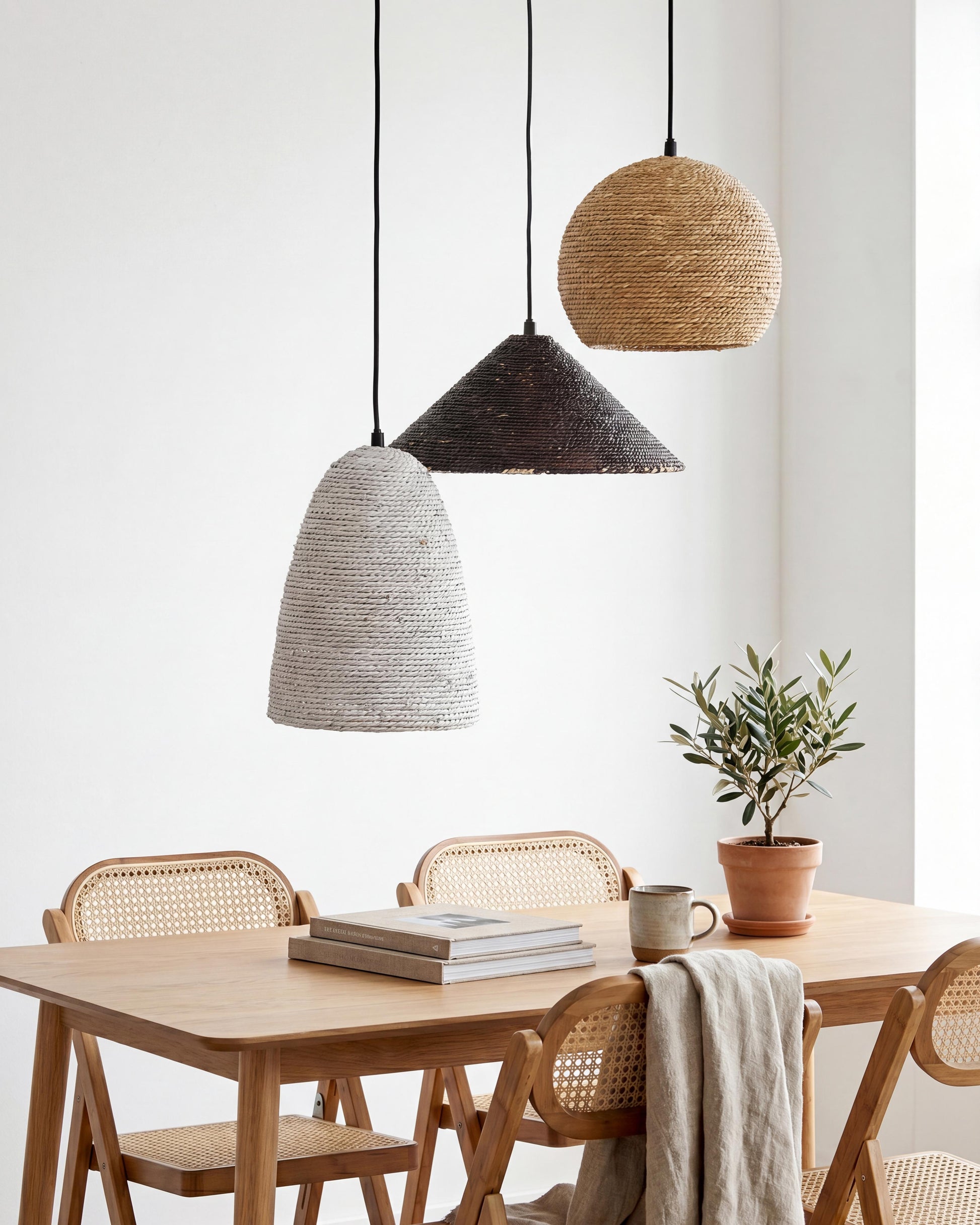  Pendant Lamp ENDRICK Wicker Natural White Brown