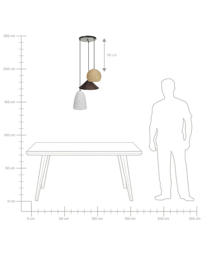  Pendant Lamp ENDRICK Wicker Natural White Brown