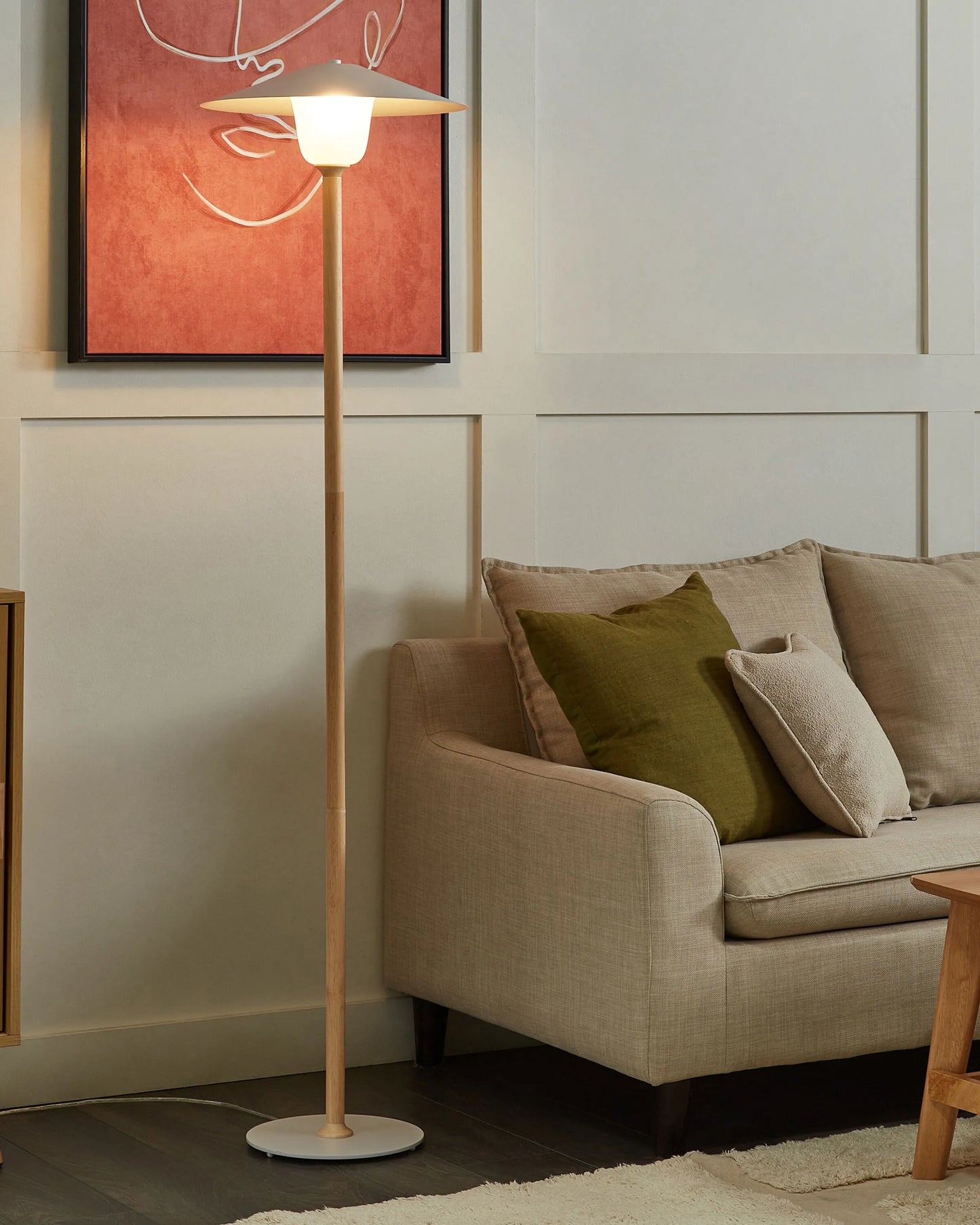  Floor Lamp MOPPY Oak Wood White