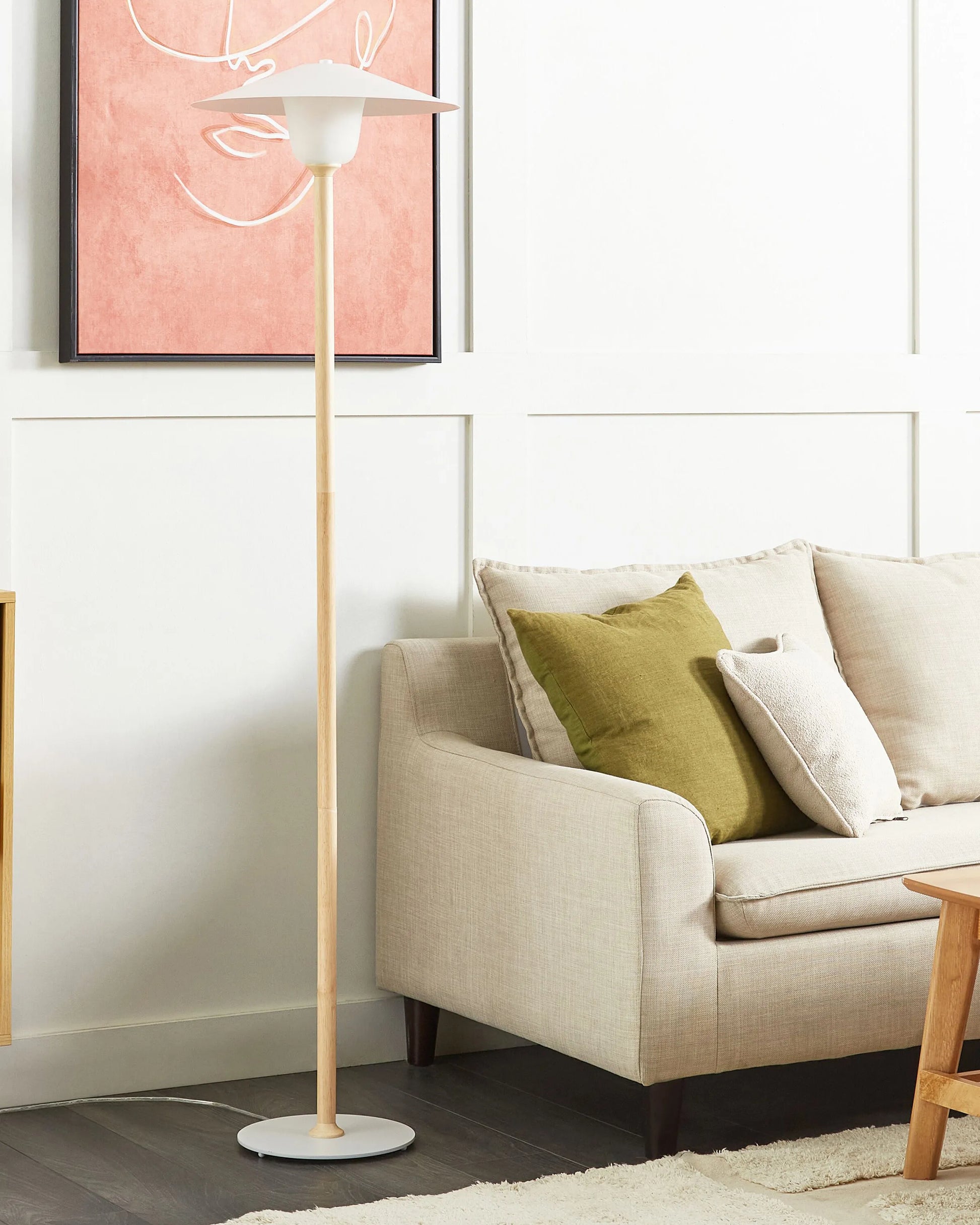  Floor Lamp MOPPY Oak Wood White