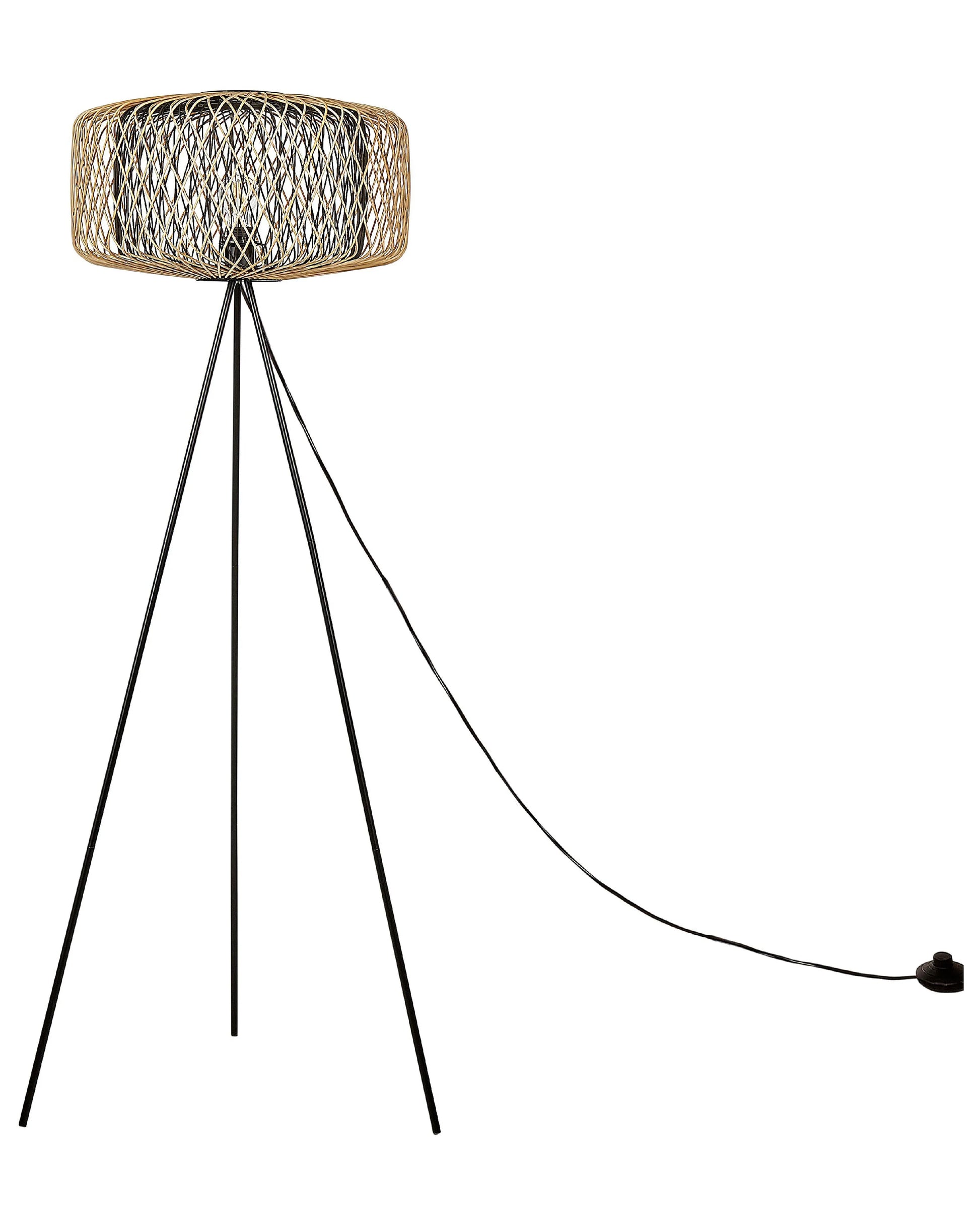  Floor Lamp JAVARI Bamboo Wood Brown/ Black