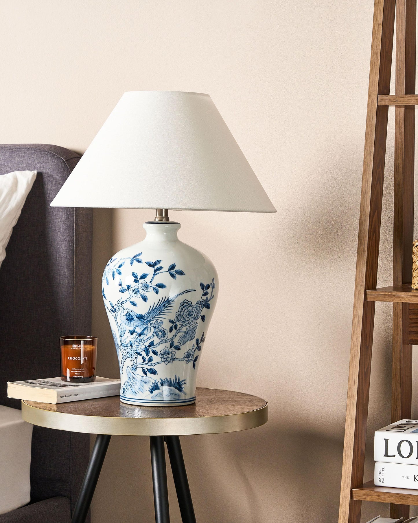  Table Lamp MAGROS Porcelain White/ Blue