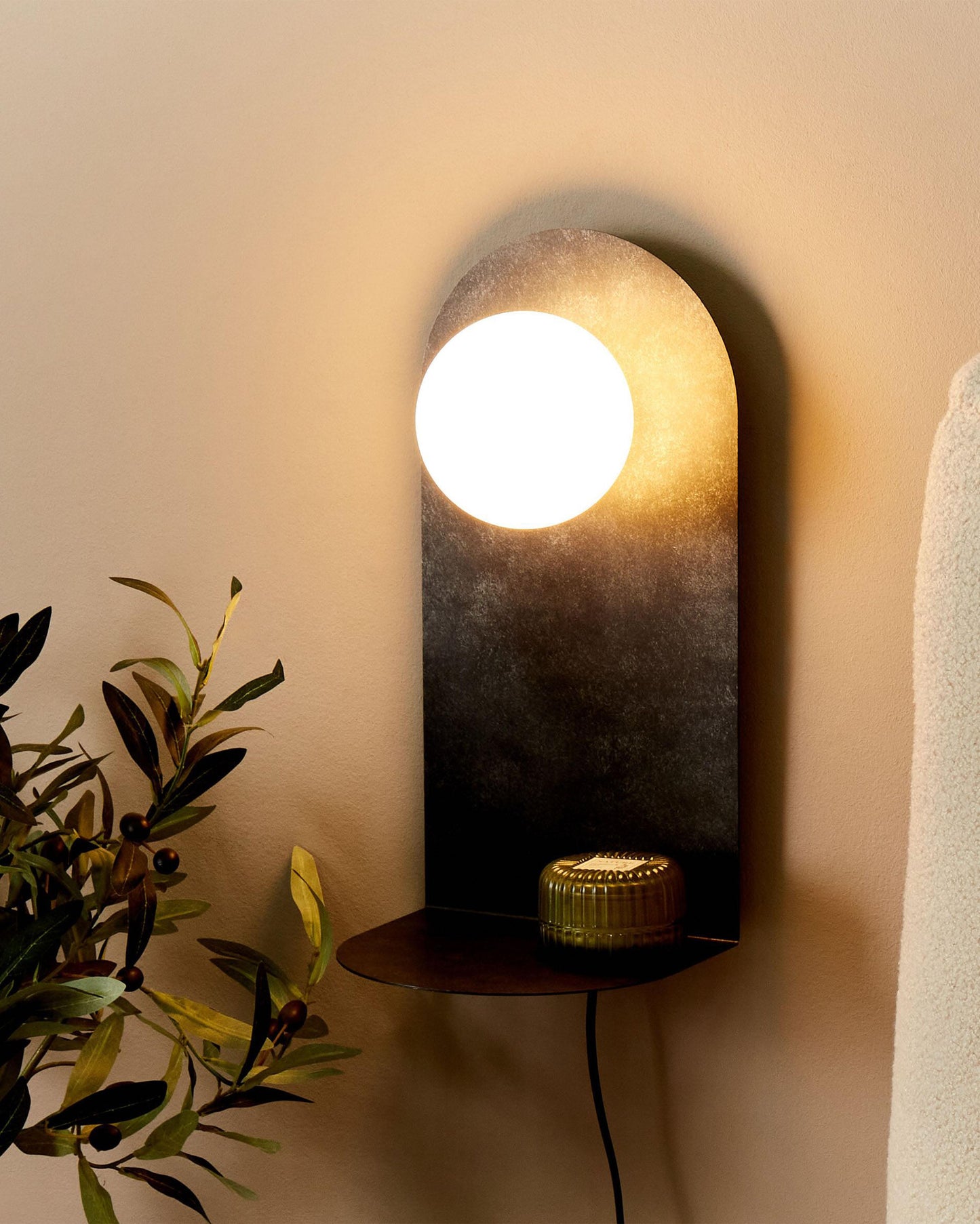  Wall Lamp MAPI With Shelf Metal Graphite Grey