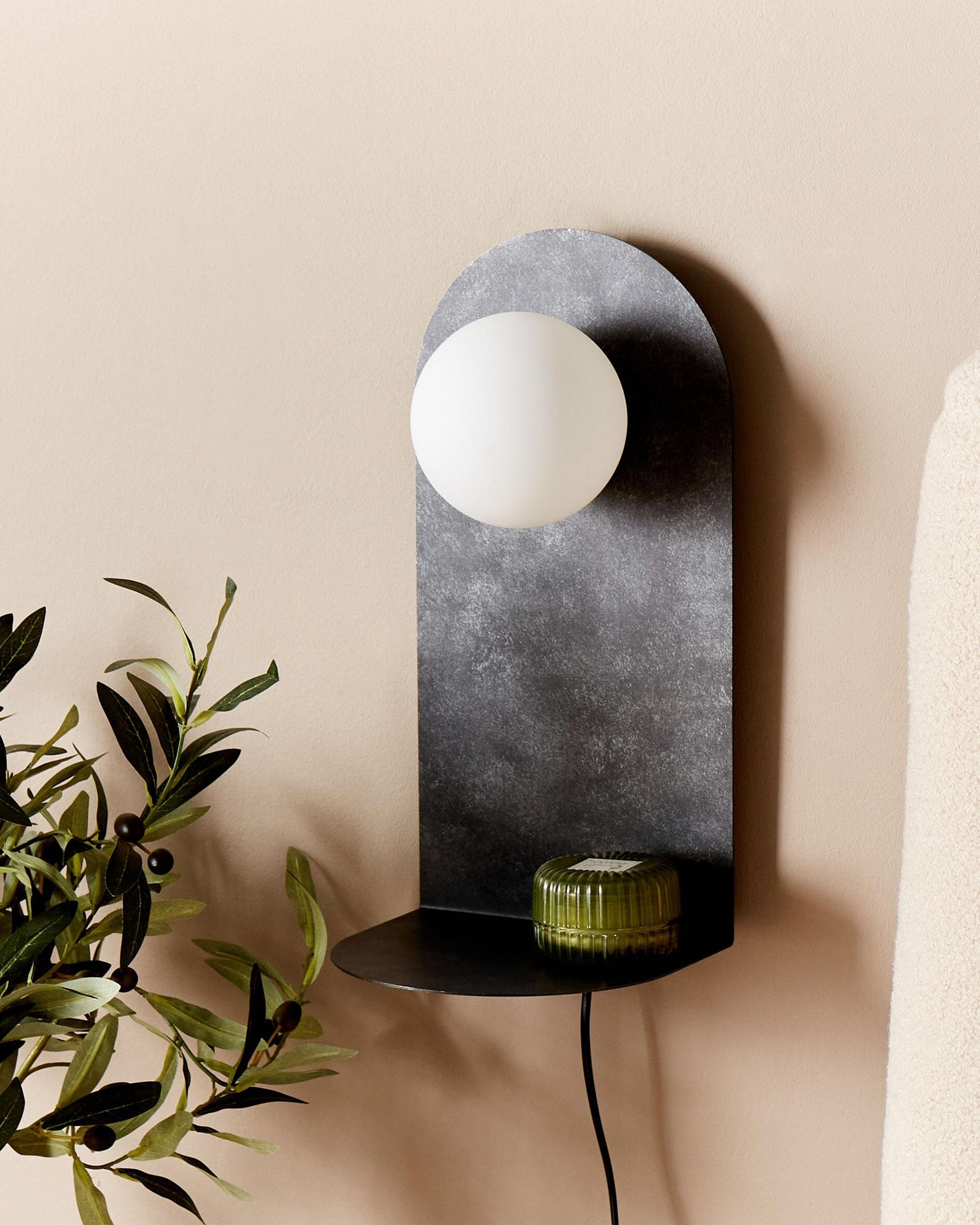  Wall Lamp MAPI With Shelf Metal Graphite Grey