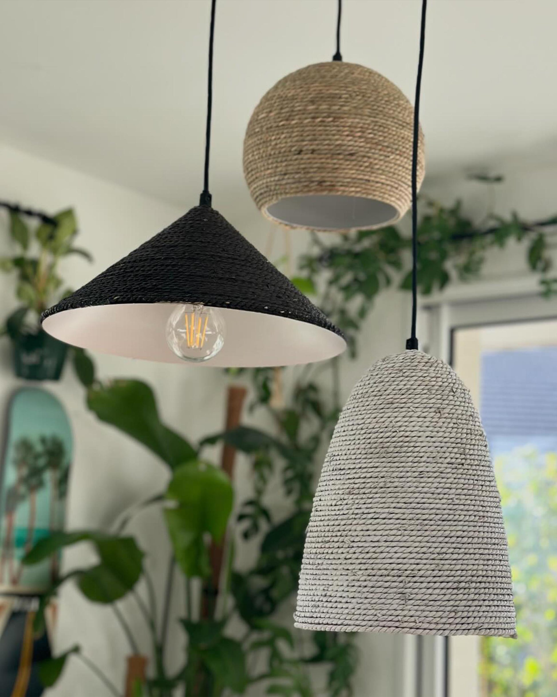  Pendant Lamp ENDRICK Wicker Natural White Brown
