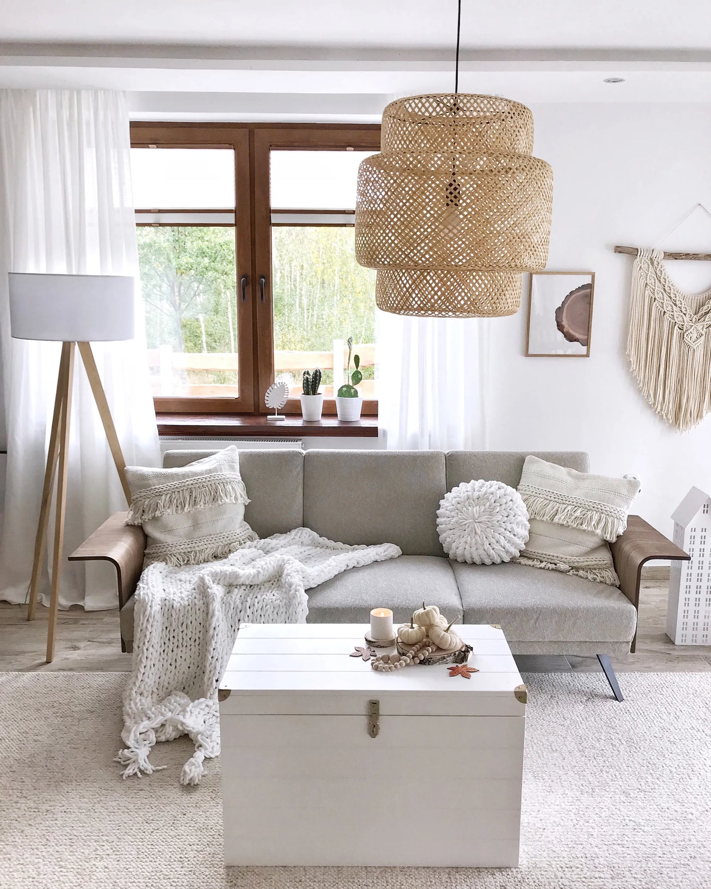  Floor Lamp NITRA Oak Wood White
