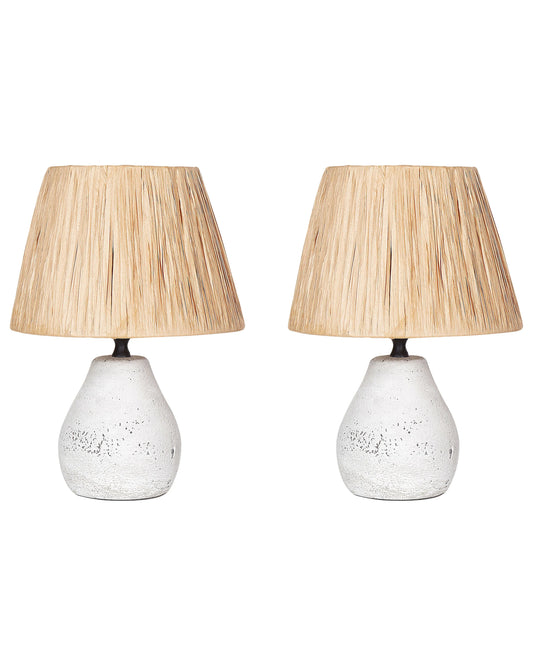  Set Of 2 Table Lamps ARWADITO Ceramic Off-White
