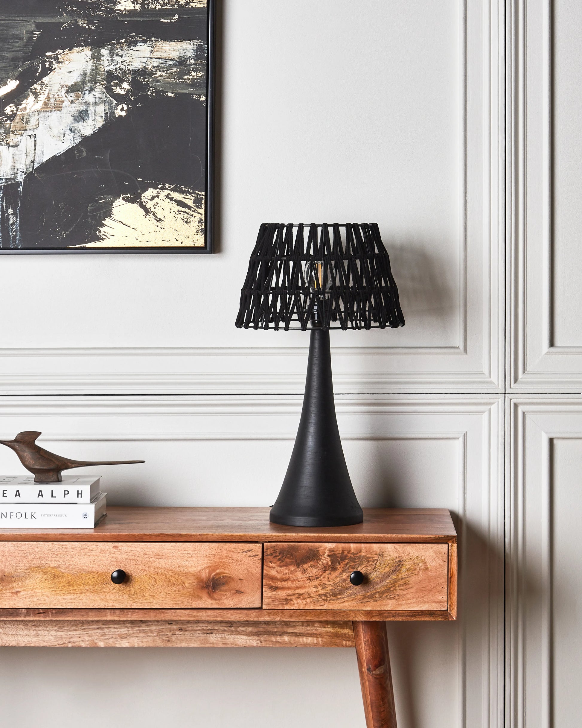  Table Lamp PELLEJAS Mango Wood Black