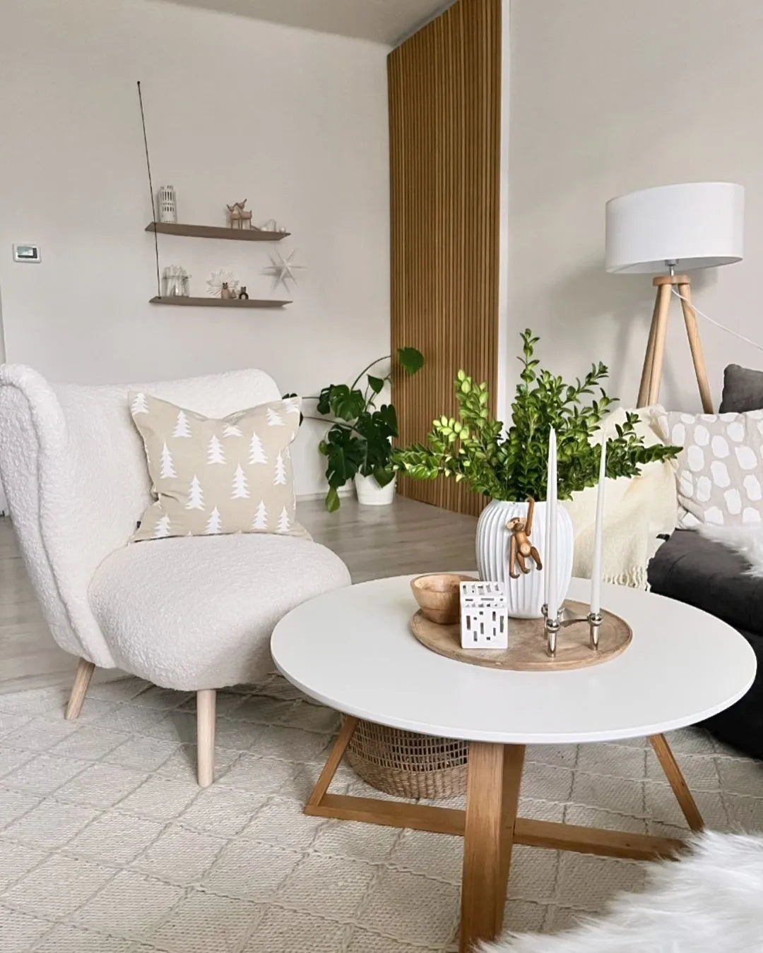  Floor Lamp NITRA Oak Wood White