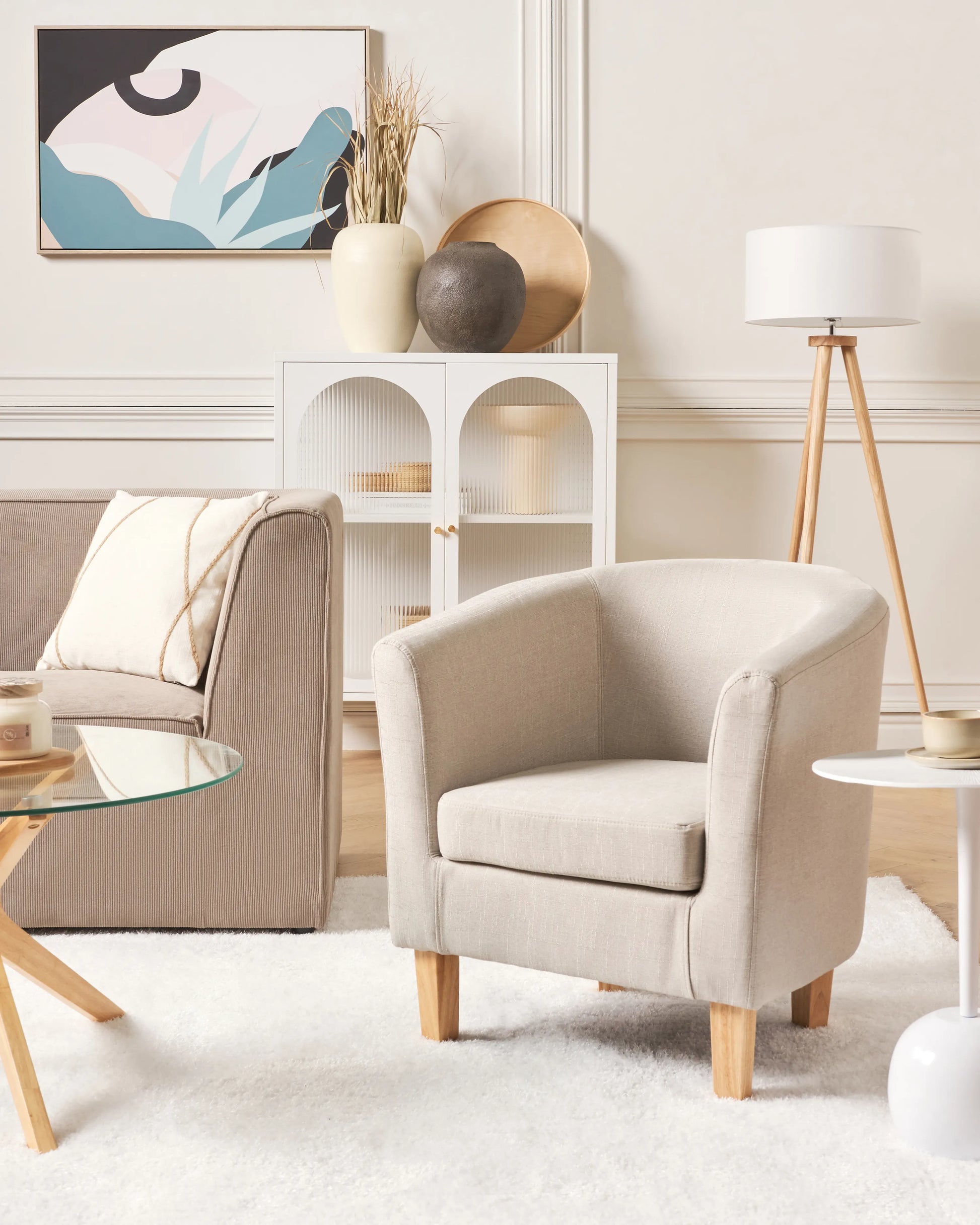  Floor Lamp NITRA Oak Wood White