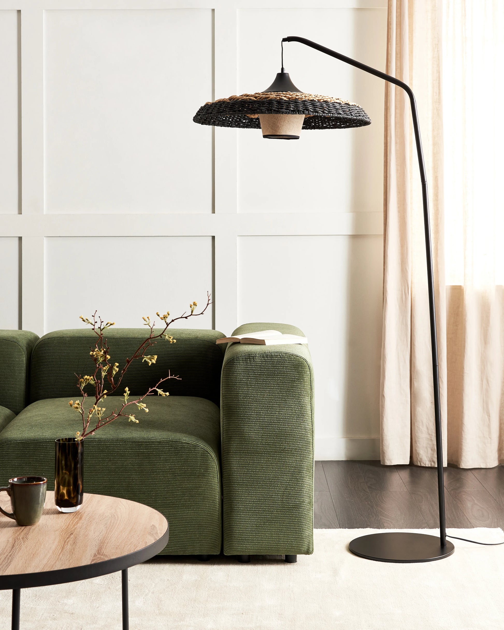  Floor Lamp KALOMO Paper Rope Black