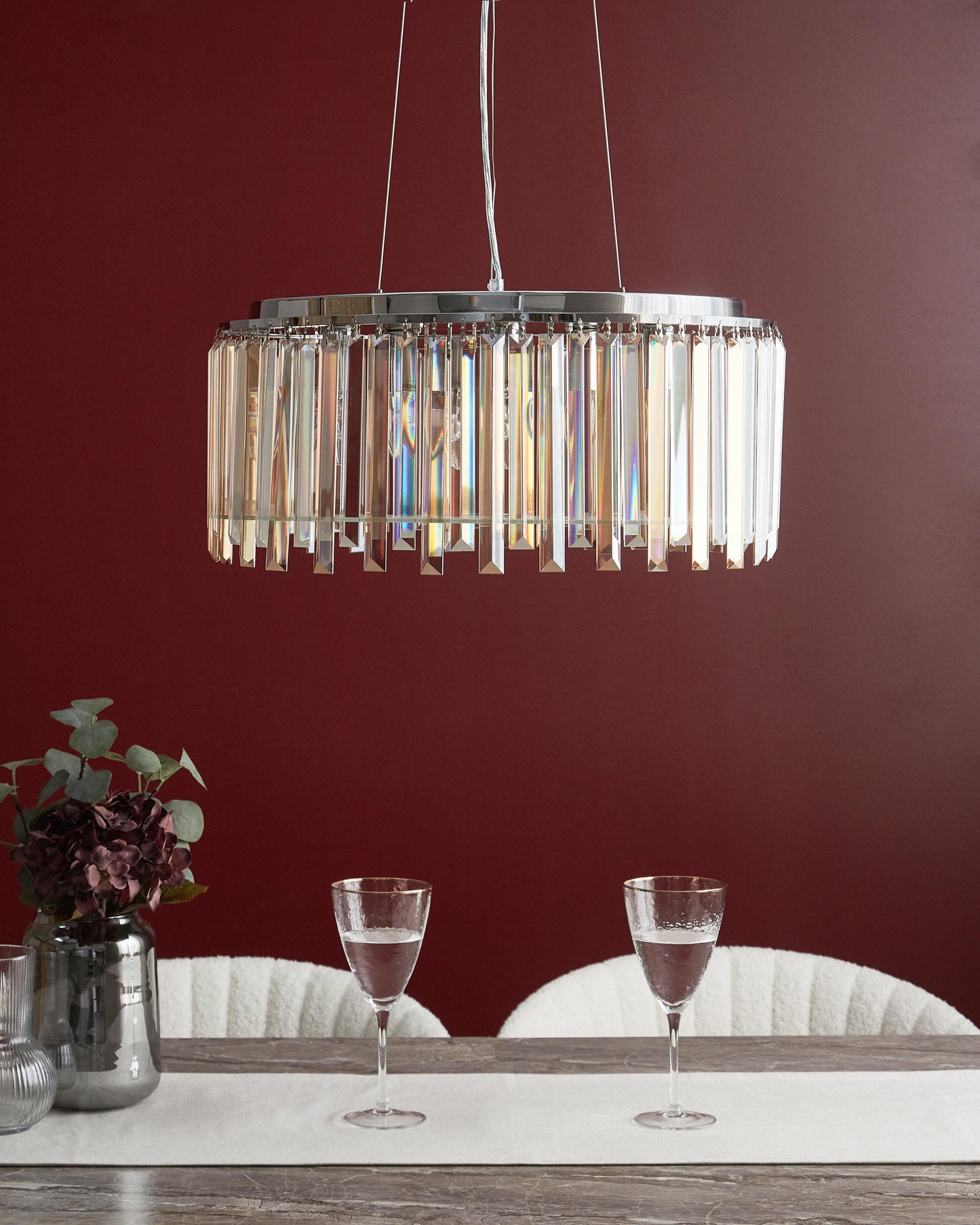  Chandelier LAMEIRA Glass Silver