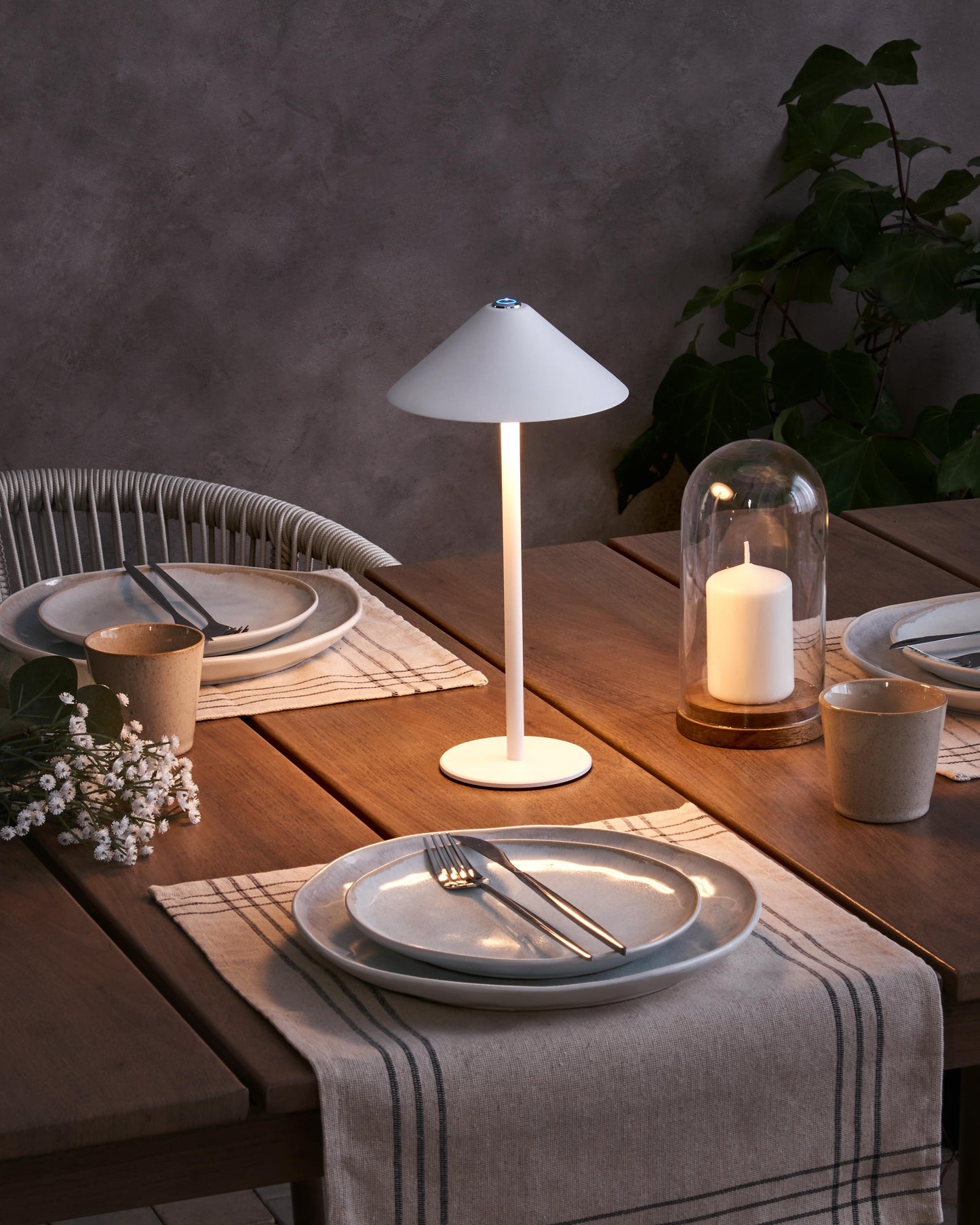  Wireless LED Table Lamp FRANCOLI With Dimmer Metal White