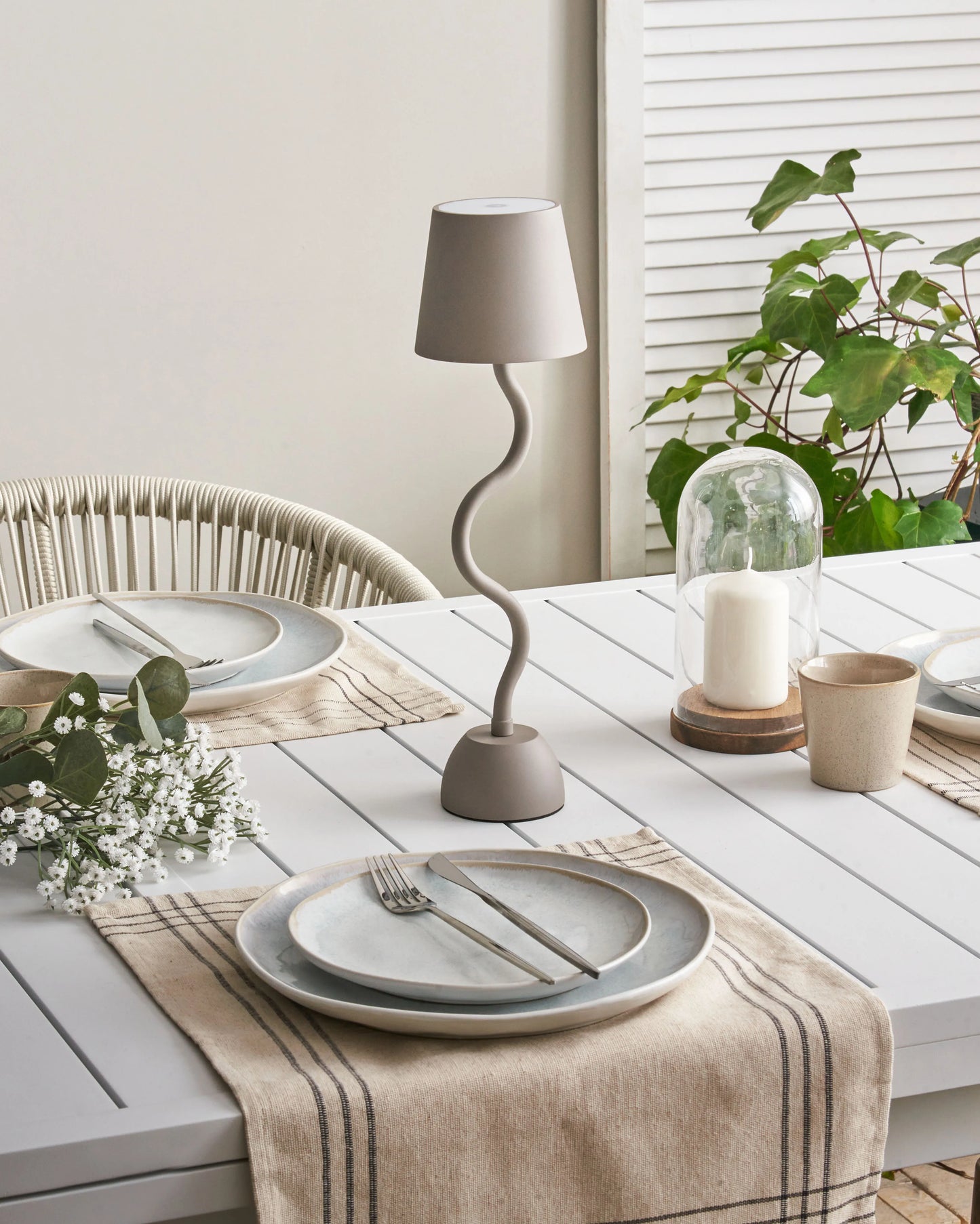  Wireless LED Table Lamp VOUGA With Dimmer Metal Beige