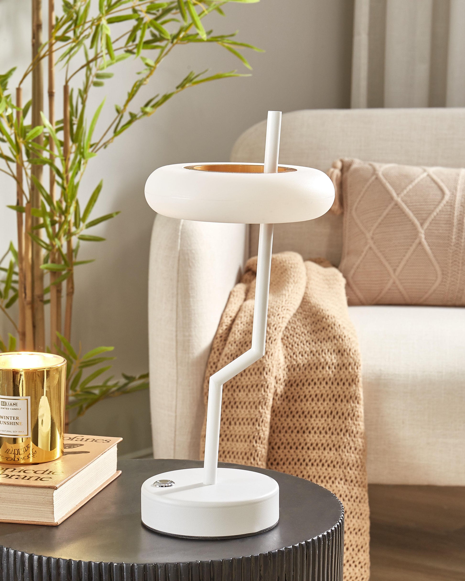  Wireless LED Table Lamp ALVIELA With Dimmer Metal White