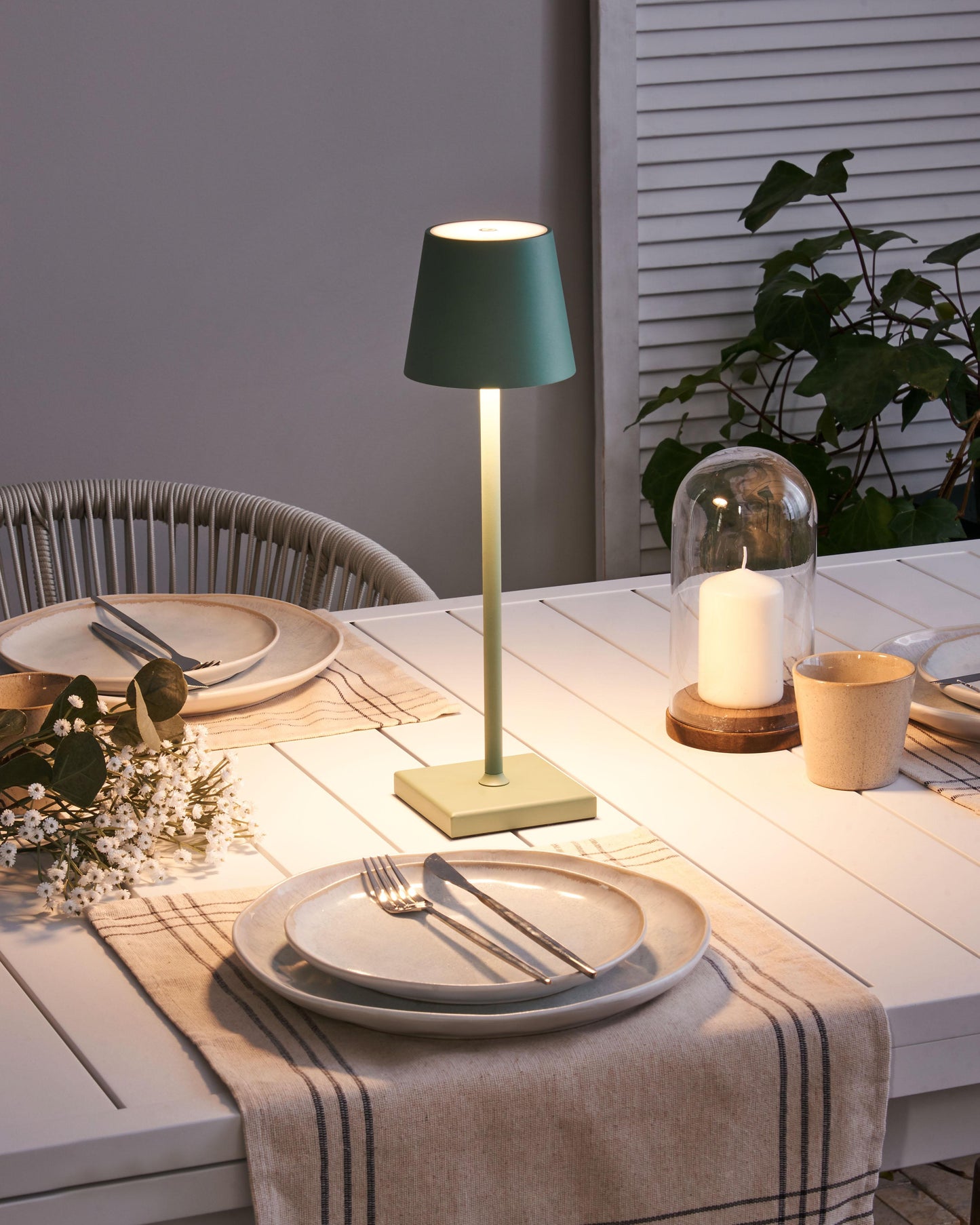  Wireless LED Table Lamp BACEIRO With Dimmer Metal Green