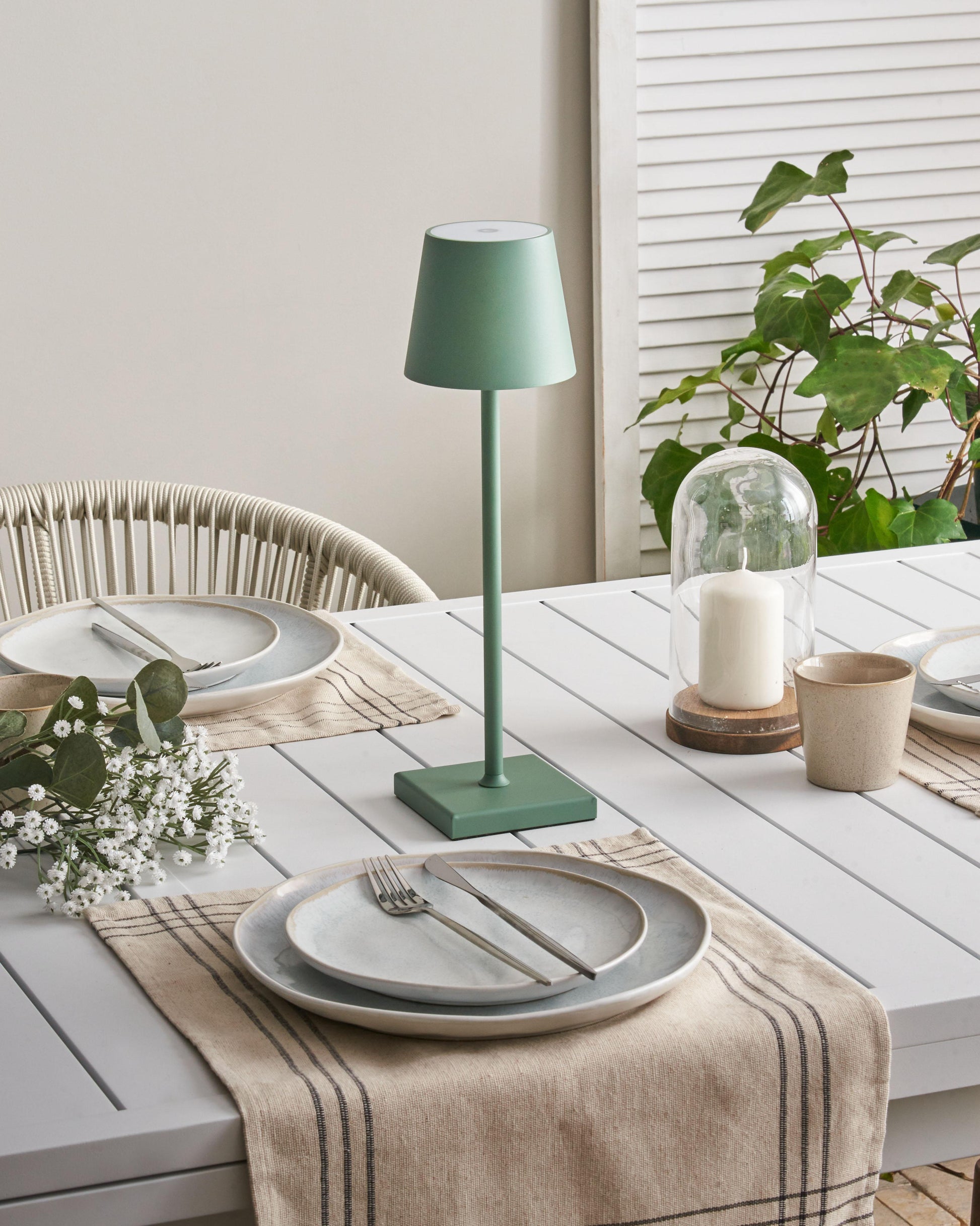  Wireless LED Table Lamp BACEIRO With Dimmer Metal Green
