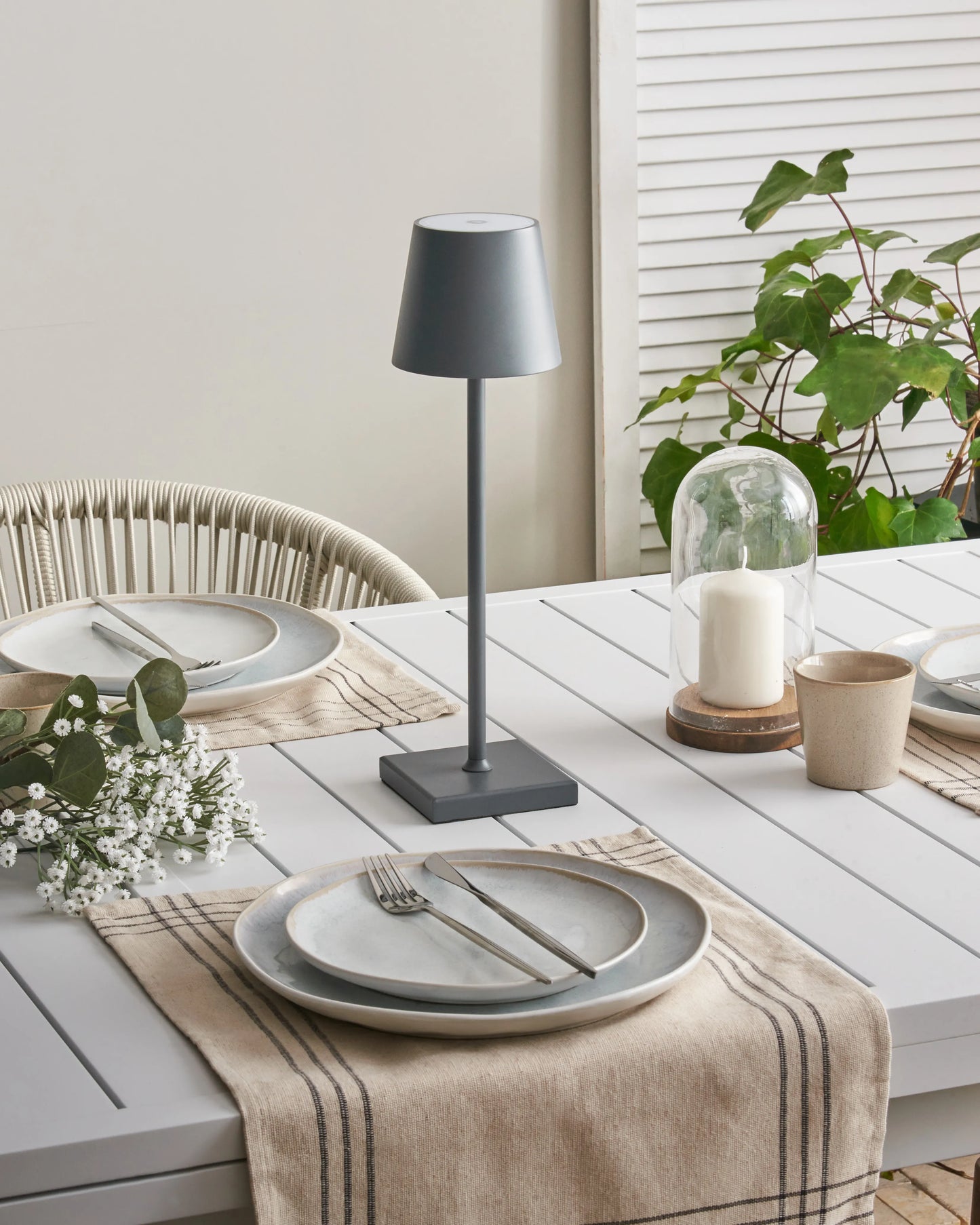  Wireless LED Table Lamp BACEIRO With Dimmer Metal Dark Grey