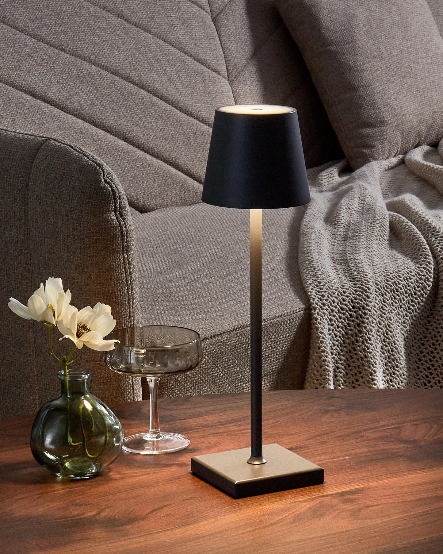  Wireless LED Table Lamp BACEIRO With Dimmer Metal Dark Grey