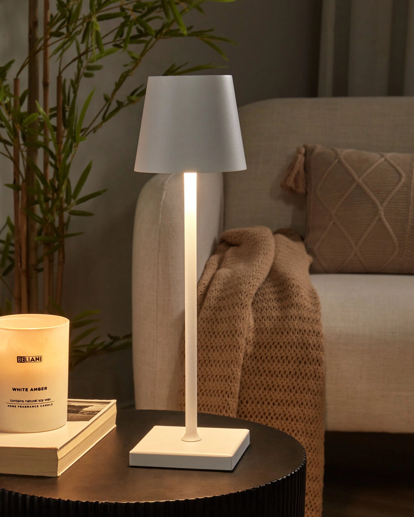  Wireless LED Table Lamp BACEIRO With Dimmer Metal White