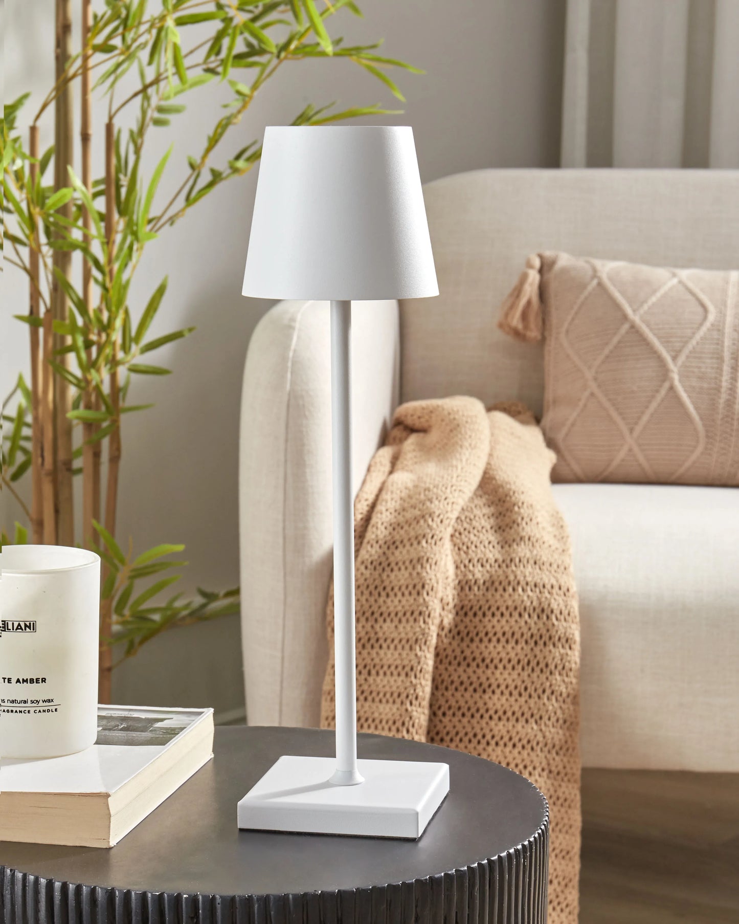  Wireless LED Table Lamp BACEIRO With Dimmer Metal White