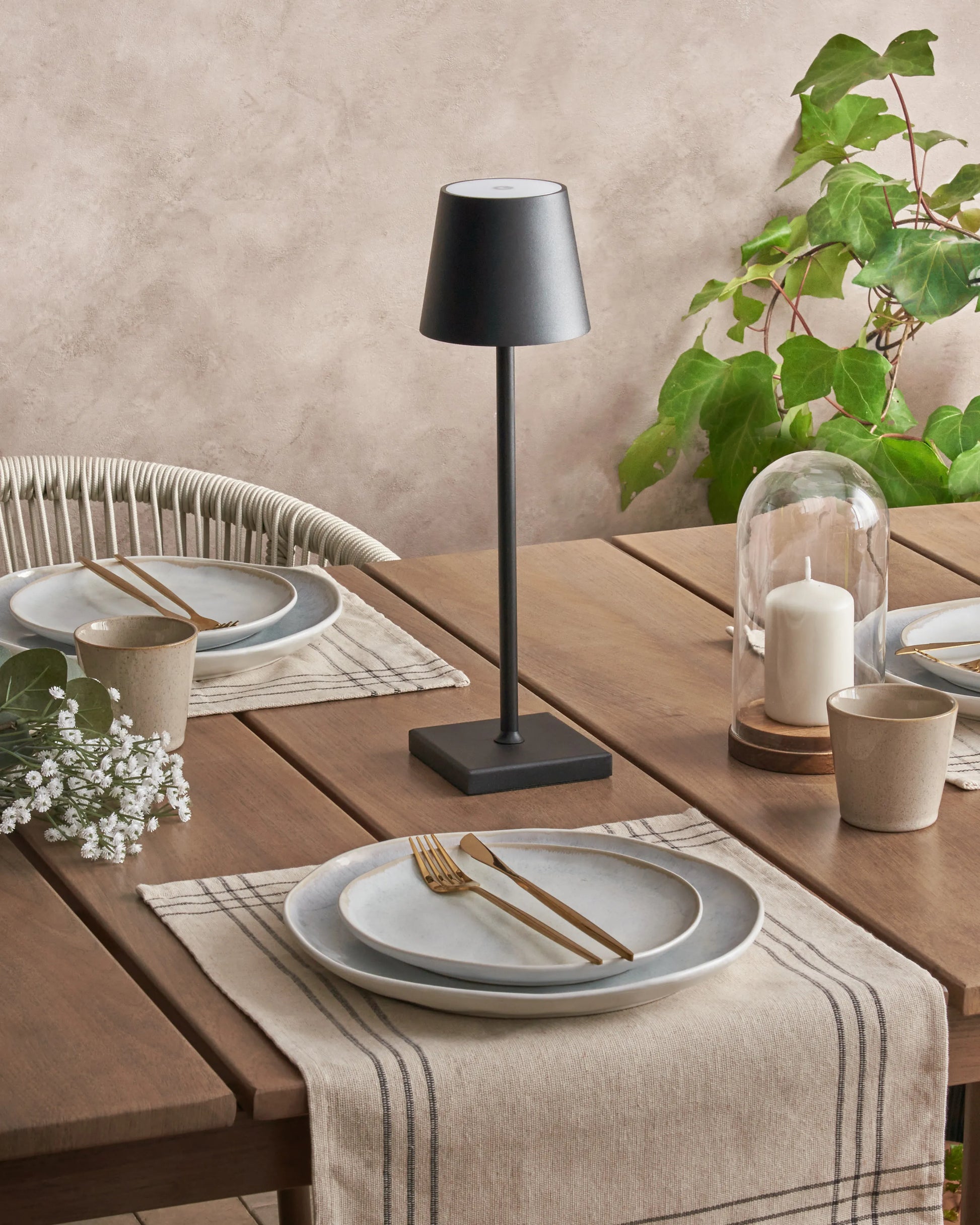  Wireless LED Table Lamp BACEIRO With Dimmer Metal Black