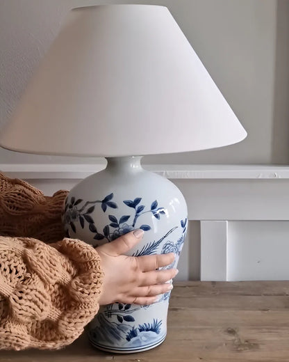  Table Lamp MAGROS Porcelain White/ Blue