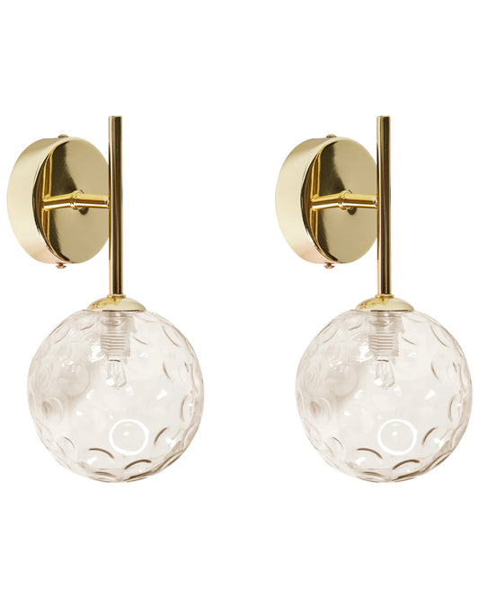  Set Of 2 Wall Lamps ANADYR Glass Beige