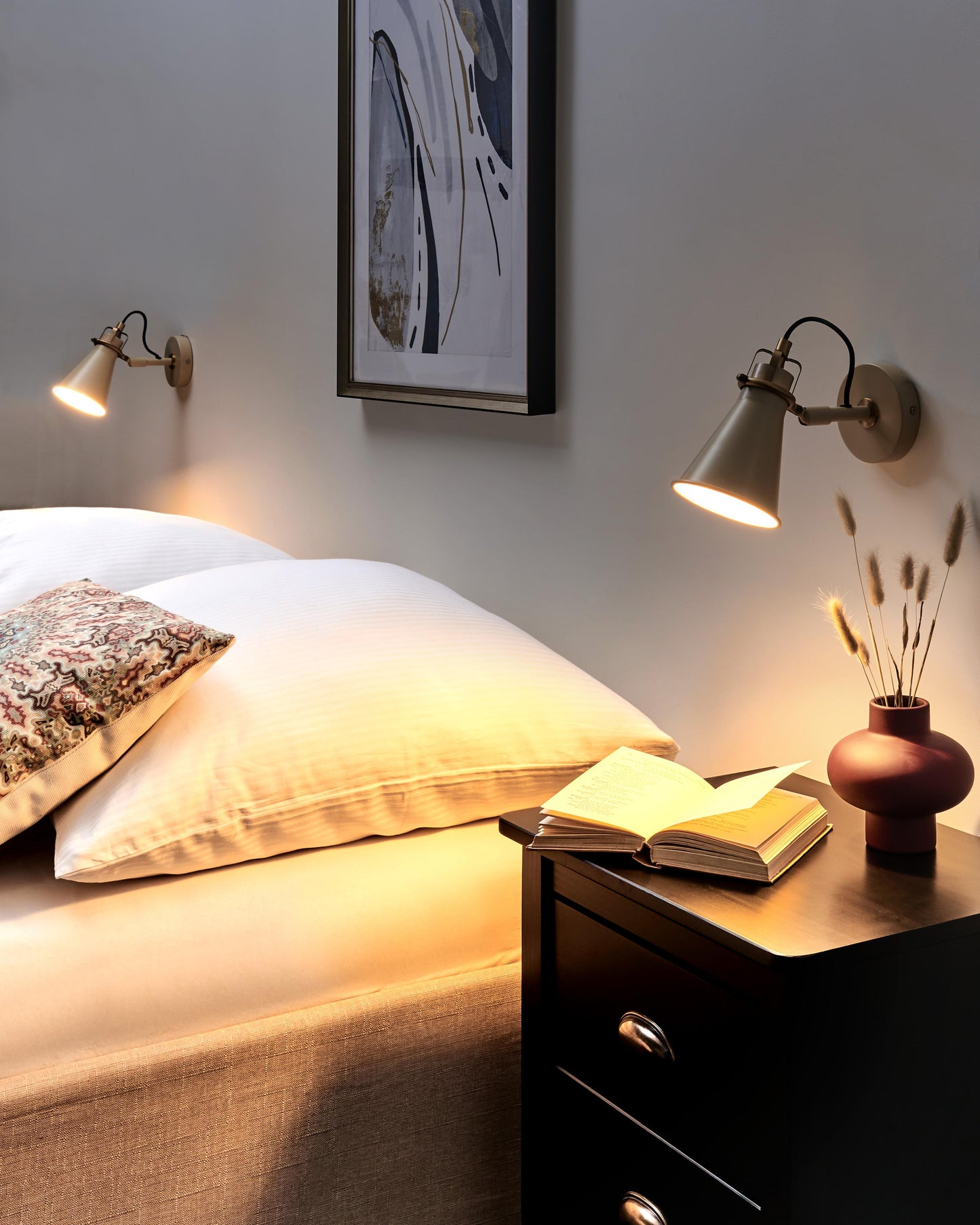  Set Of 2 Wall Lamps MOYOLA Adjustable Metal Beige