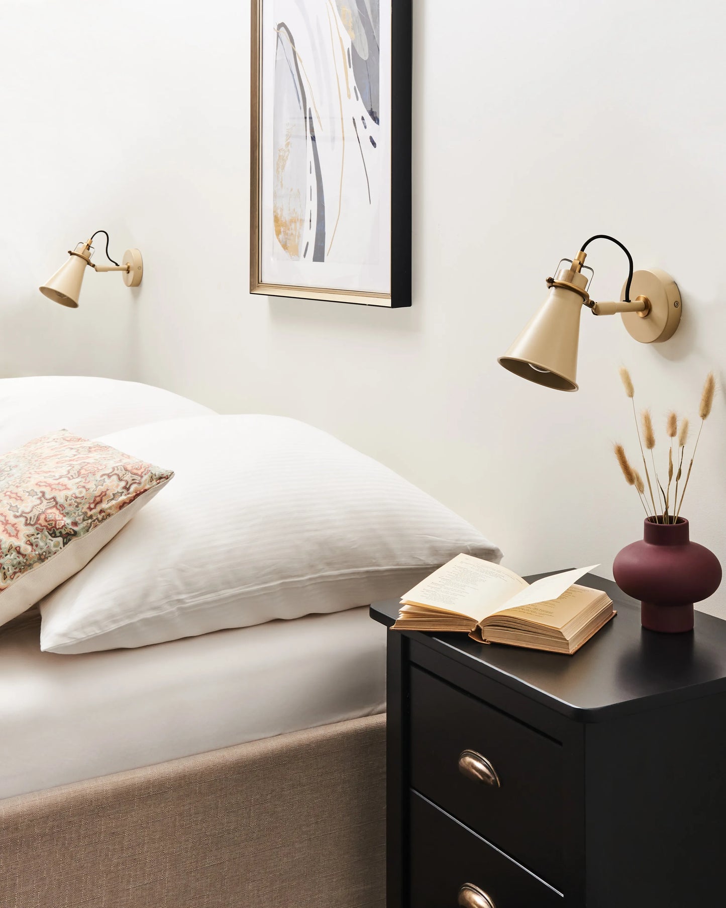  Set Of 2 Wall Lamps MOYOLA Adjustable Metal Beige