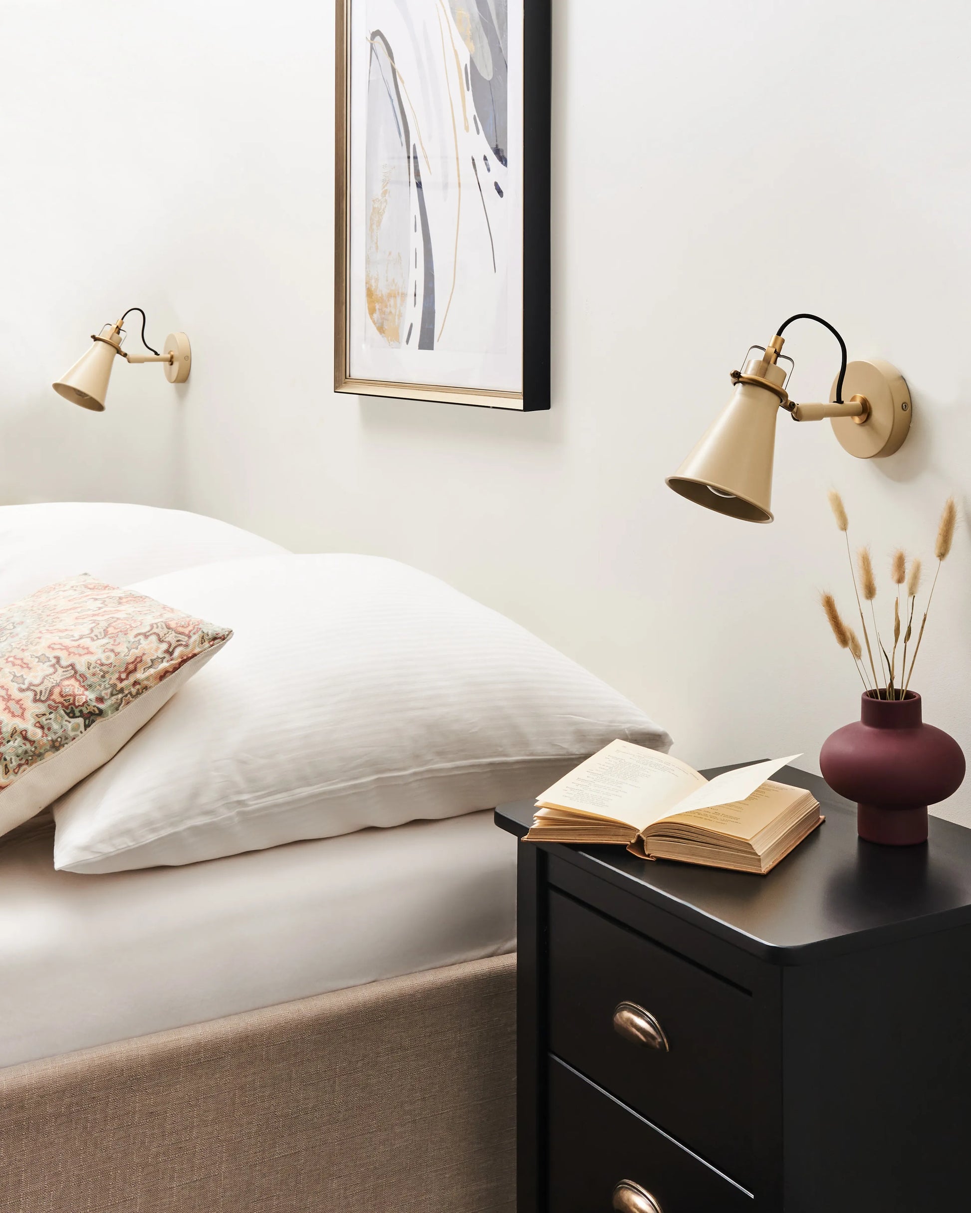  Set Of 2 Wall Lamps MOYOLA Adjustable Metal Beige