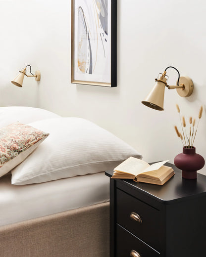  Set Of 2 Wall Lamps MOYOLA Adjustable Metal Beige