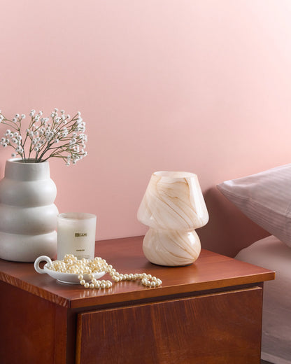  Table Lamp LOBO Glass Beige Marble