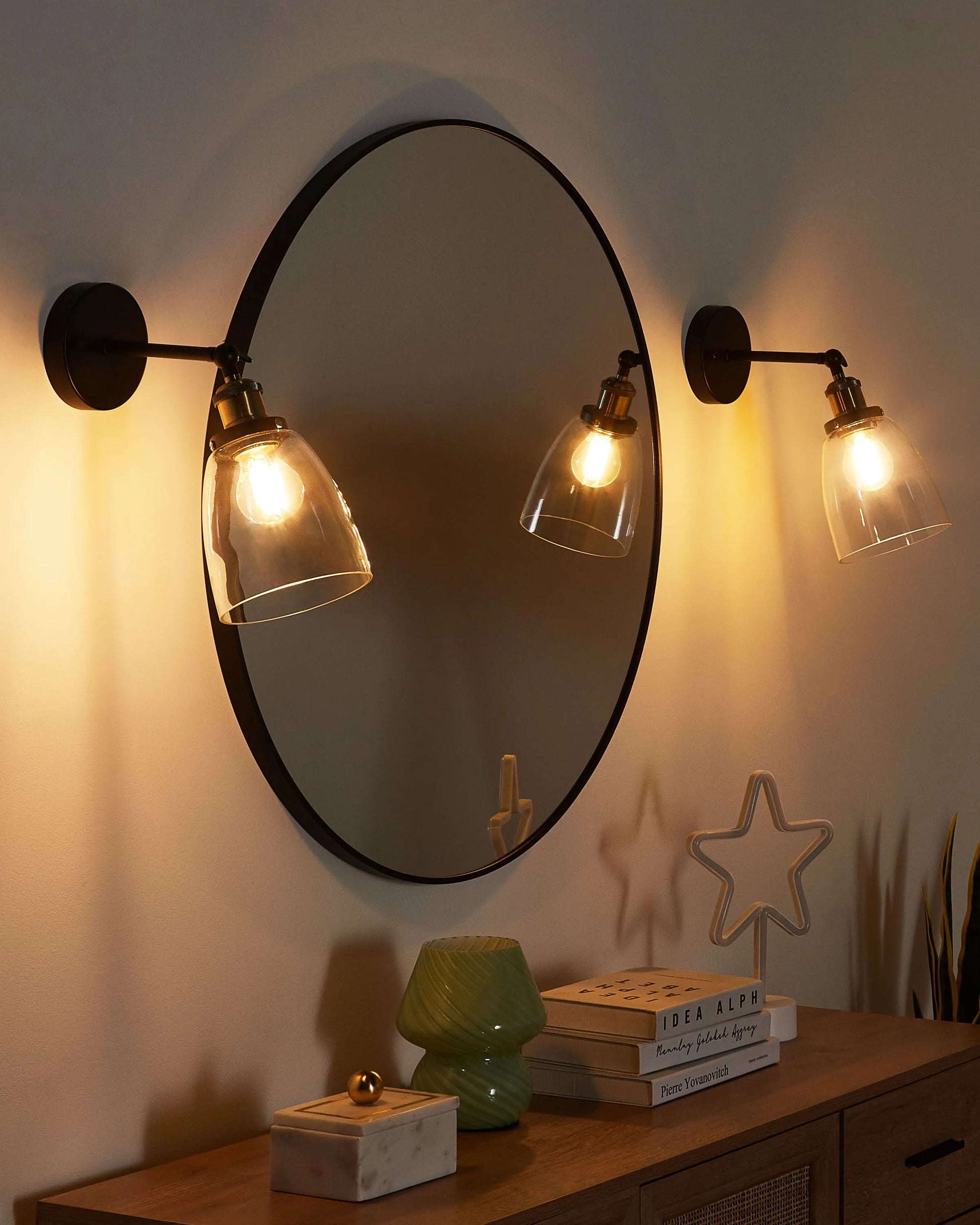  Set Of 2 Wall Lamps LOVAT Adjustable Metal Transparent Black