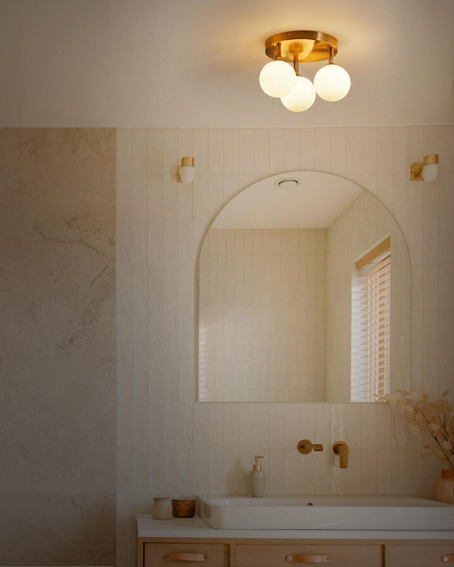  Ceiling Lamp MAVILLA Glass Brass