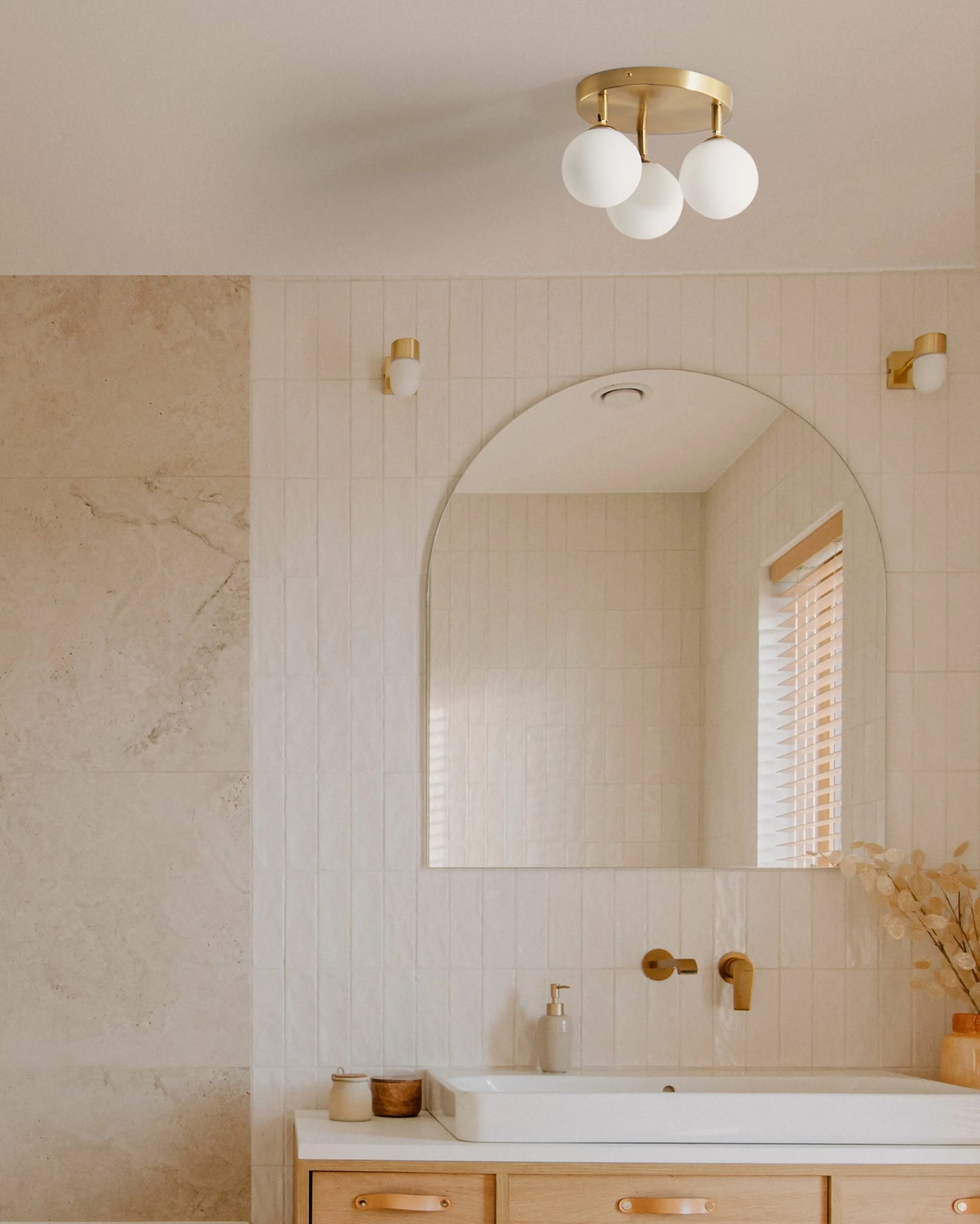  Ceiling Lamp MAVILLA Glass Brass