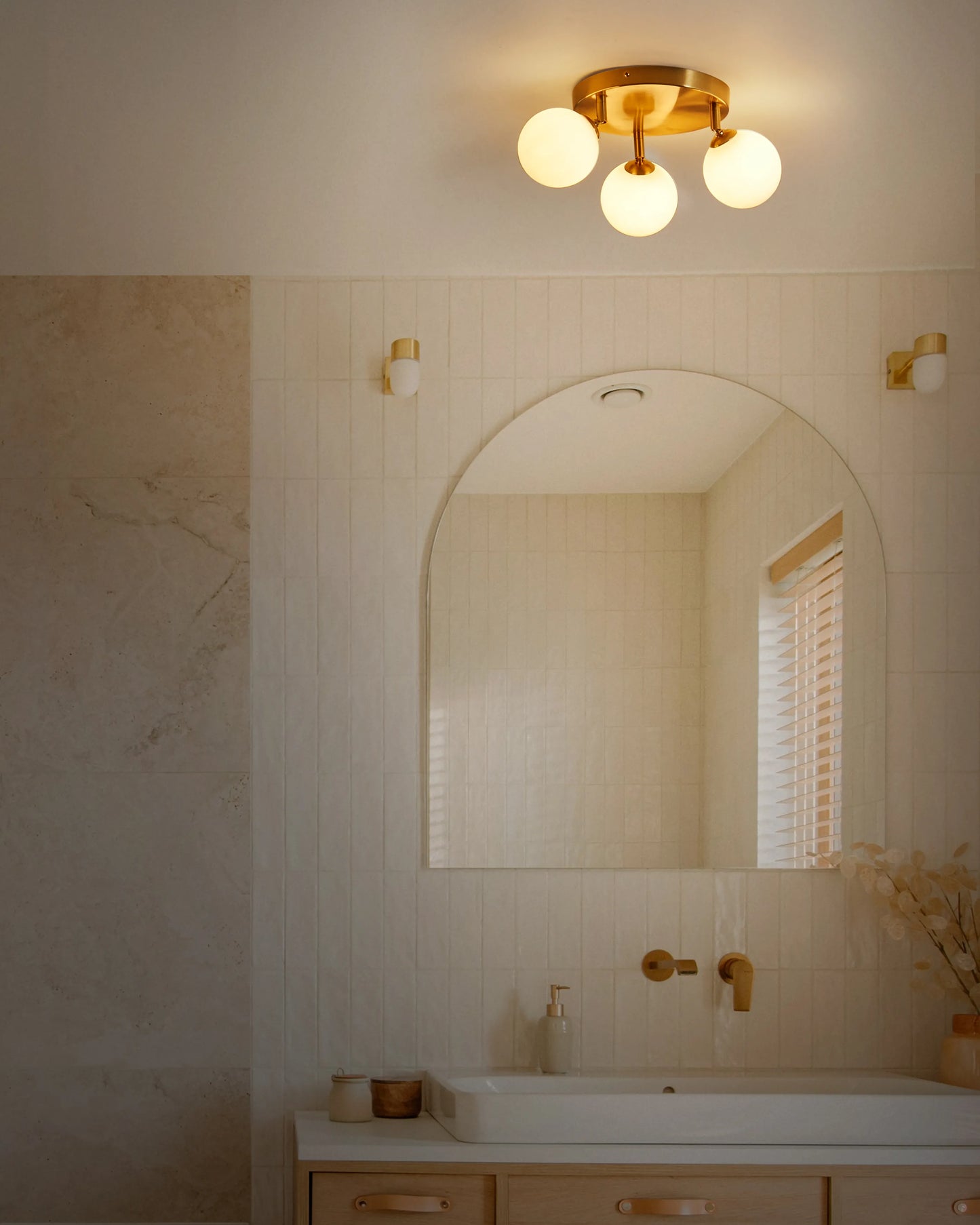  Ceiling Lamp MAVILLA Glass Brass